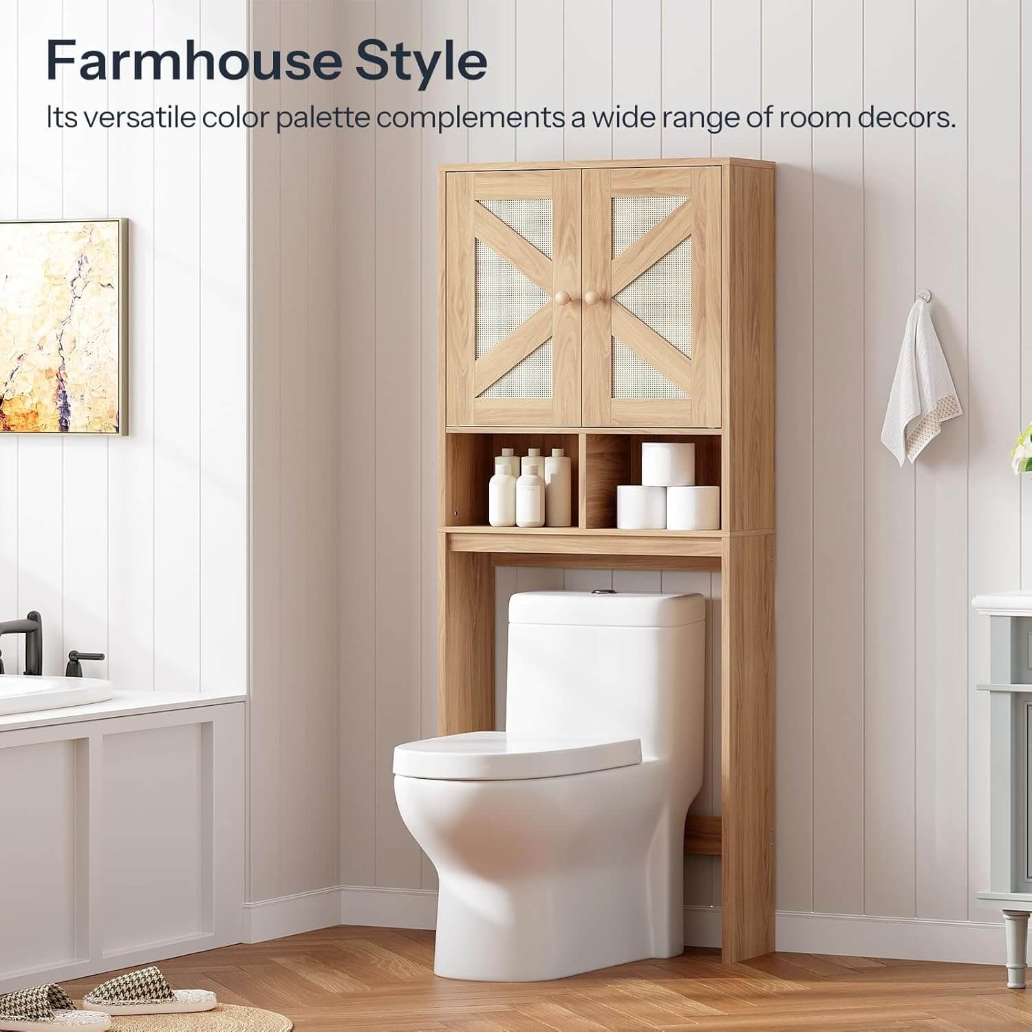 hoobro-meuble-wc-portes-effet-rotin-naturel image 8