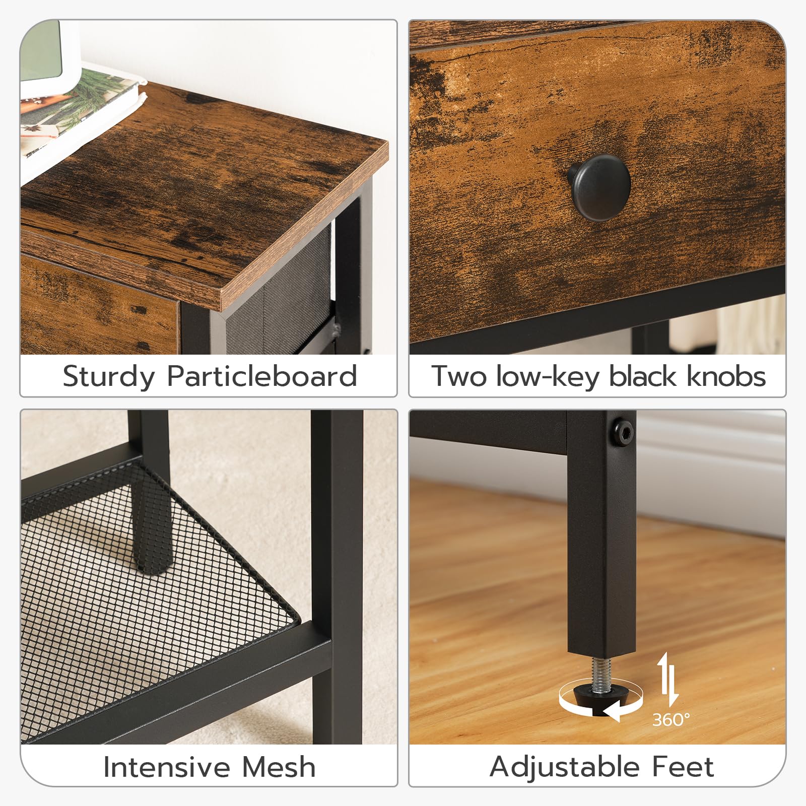 hoobro-console-table-tiroirs-table-console-marron-troite image 8