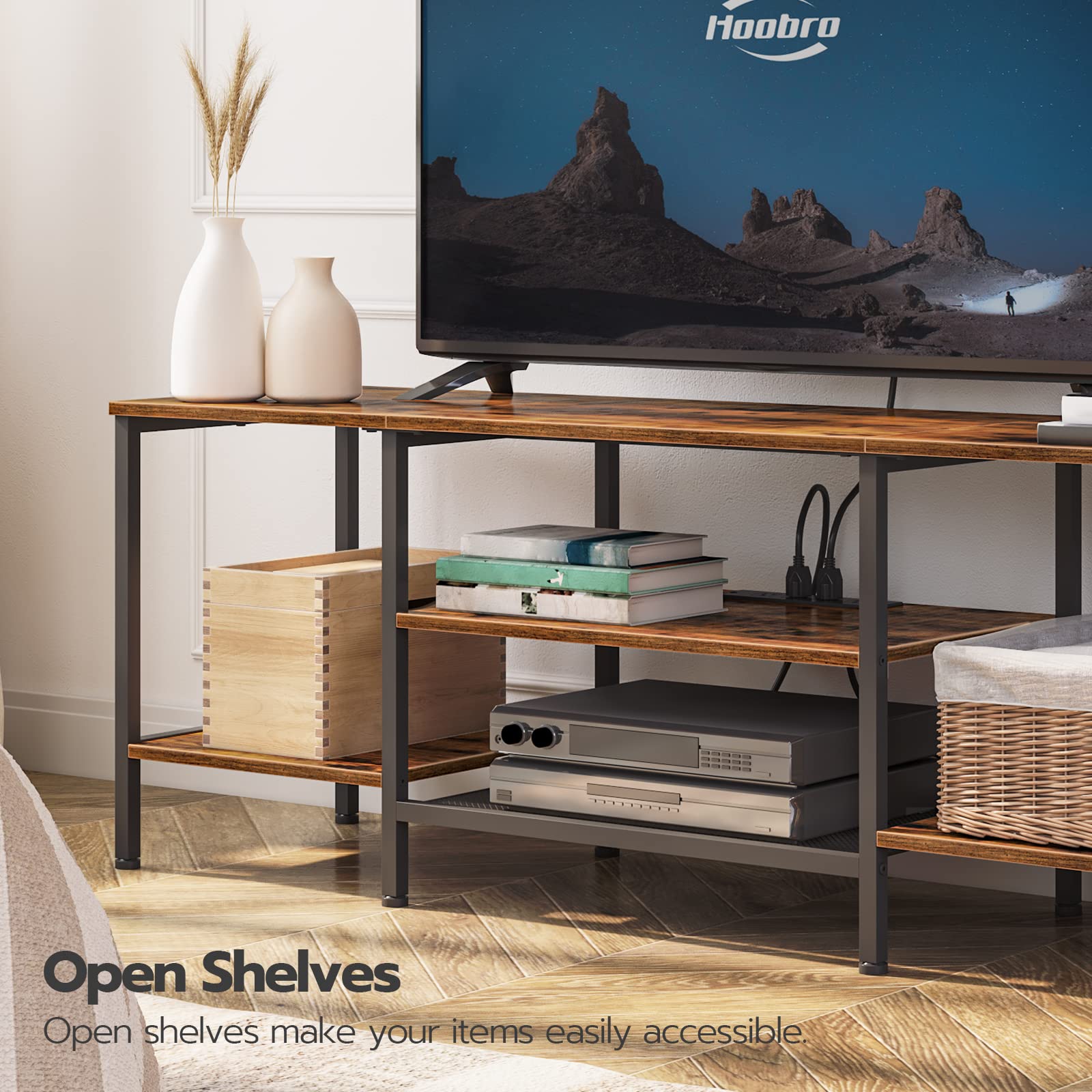 hoobro-bf80ds01-meuble-tv-marron-75-pouces-prises image 8