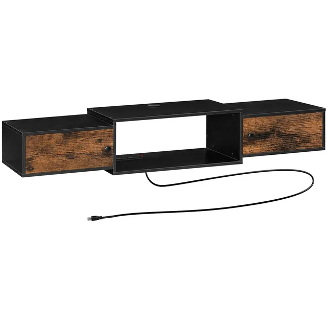 hoobro-bf11ds01-meuble-tv-mural-55-pouces-marron image 1