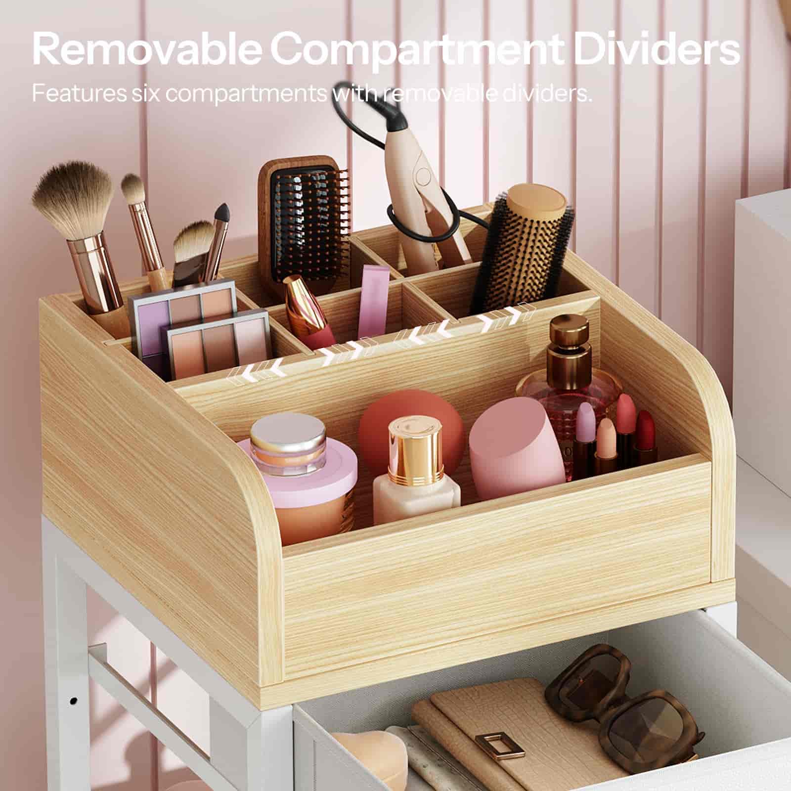 hoobro-rangement-desserte-maquillage-blanche-roulettes image 5