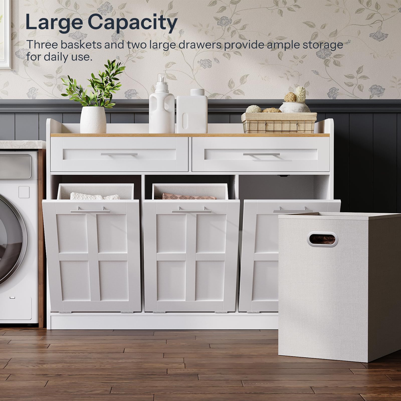 hoobro-panier-linge-meuble-blanc-basculant-135l image 5