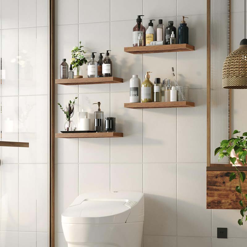 hoobro-storage-racks-tag-re-murale-marron-lot-de-2-flottante image 8