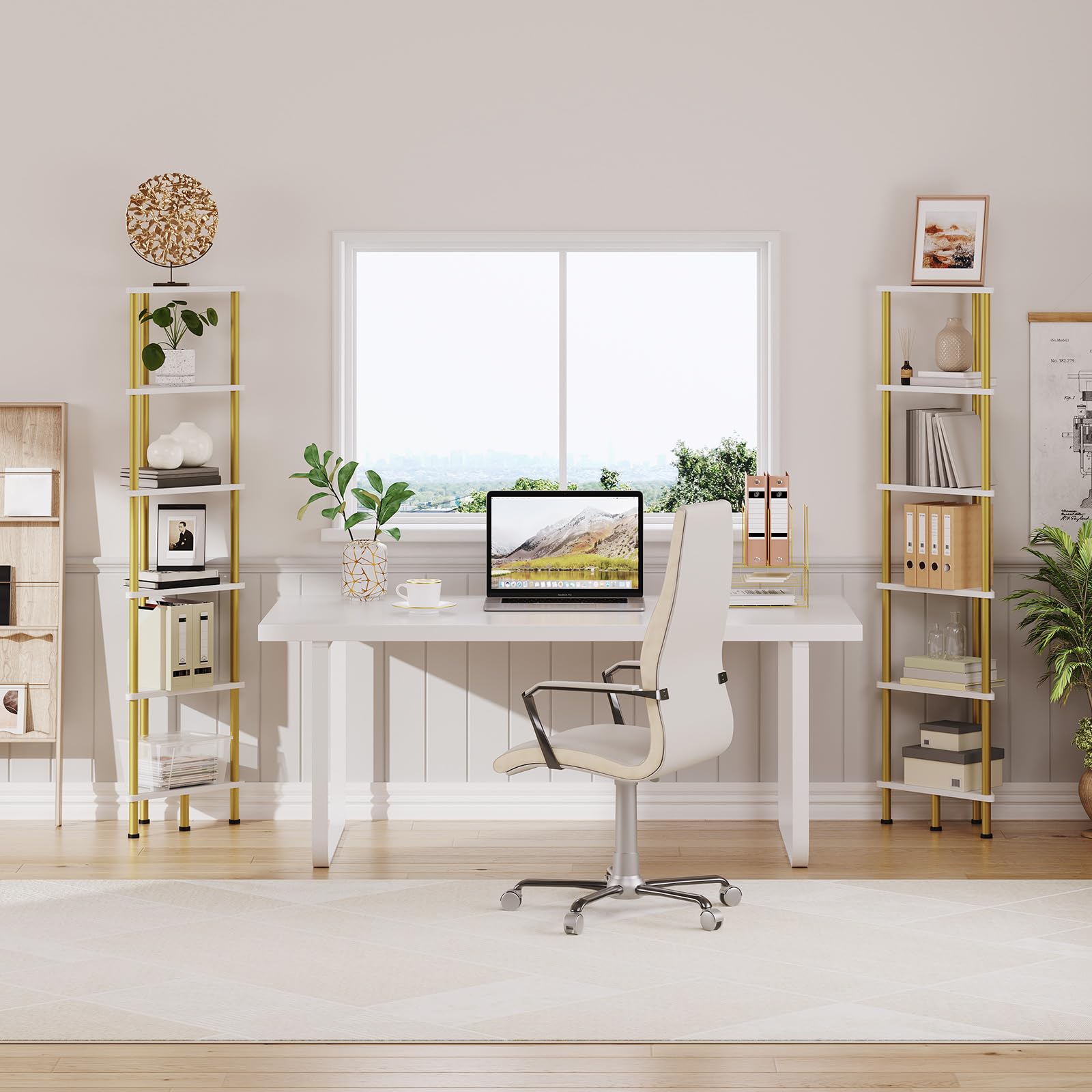hoobro-bookshelves-dw36cj01-tag-re-angle-6-niveaux-blanc image 4