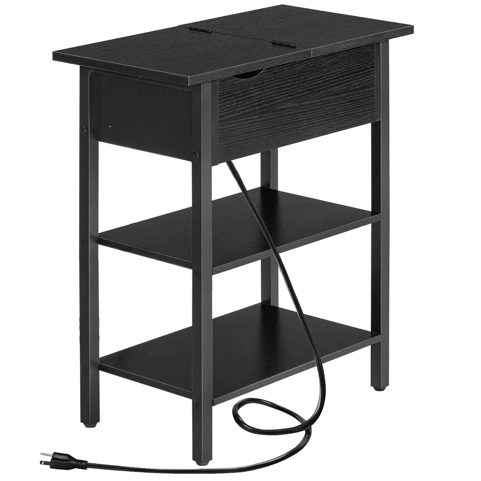 hoobro-table-appoint-rabattable-noire-avec-station-charge image 1
