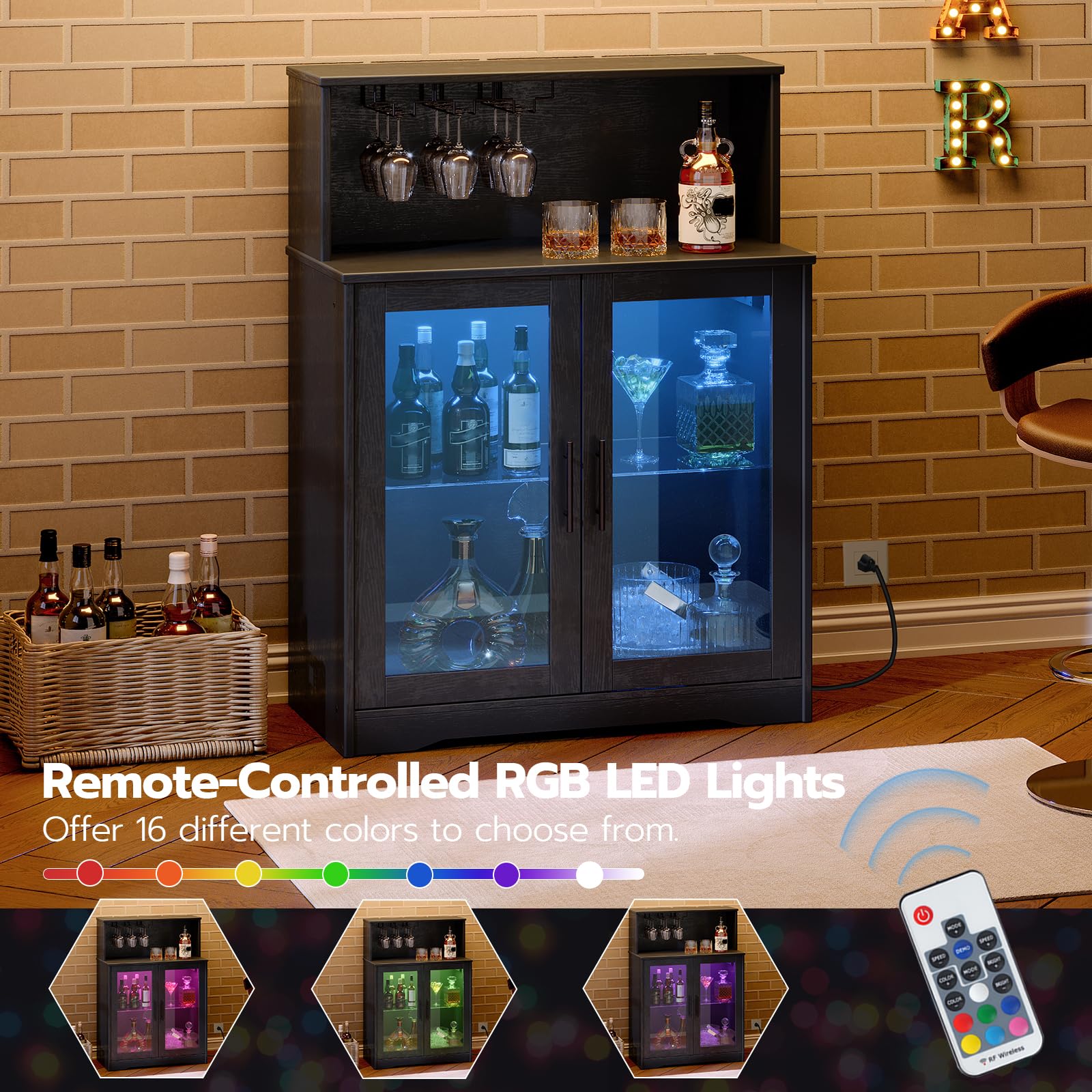 hoobro-beverage-counters-armoire-bar-noire-led-verres image 6