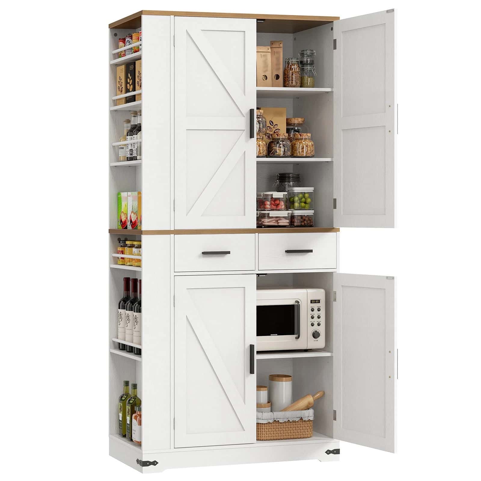 hoobro-armoire-cuisine-blanche-180-cm-garde-manger image 3