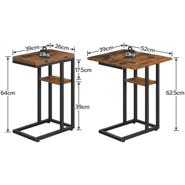 hoobro-side-tables-c-type-table-d-appoint-marron-pliable-avec-rangement image 3