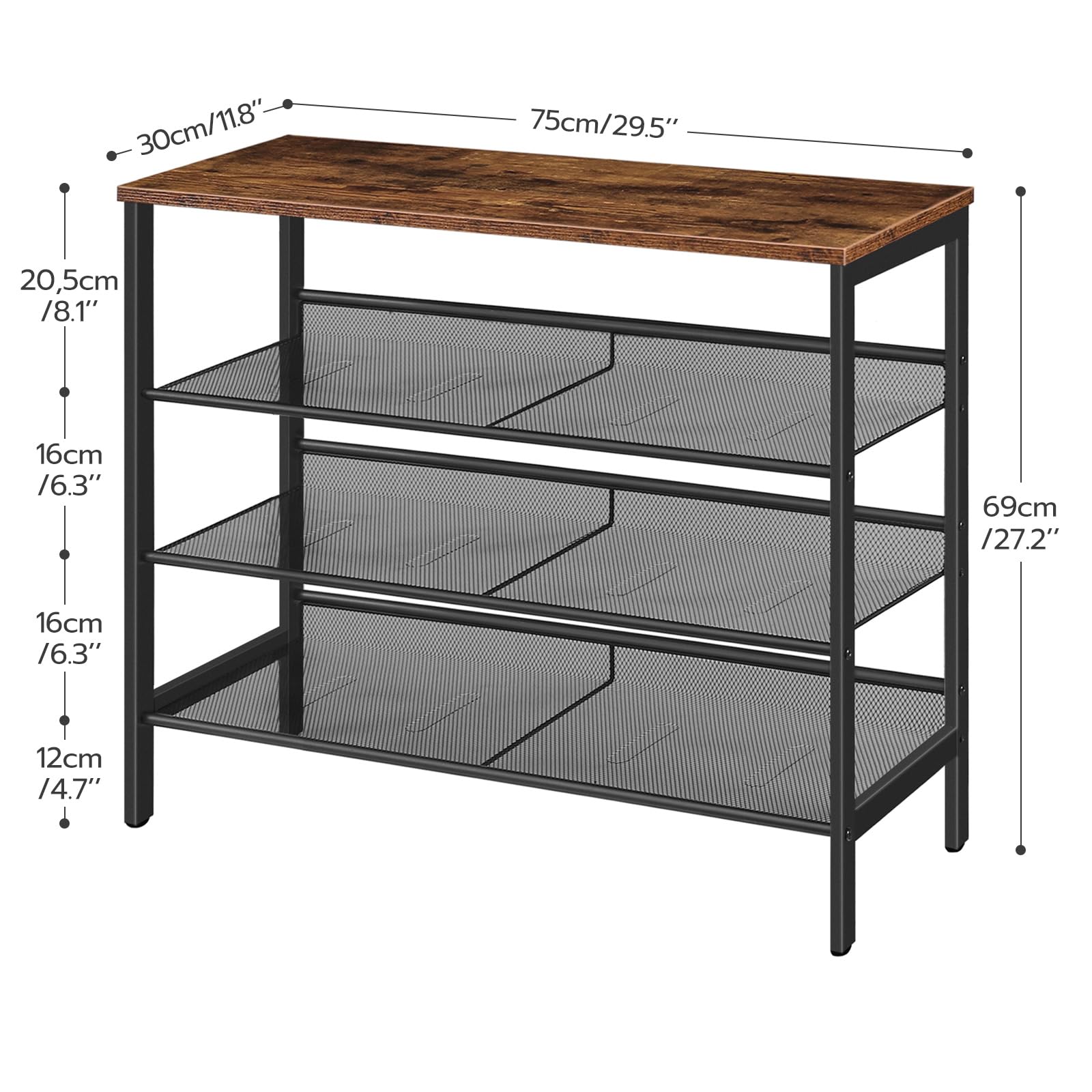hoobro-shoe-racks-meuble-chaussures-4-niveaux-marron-m-tal image 3
