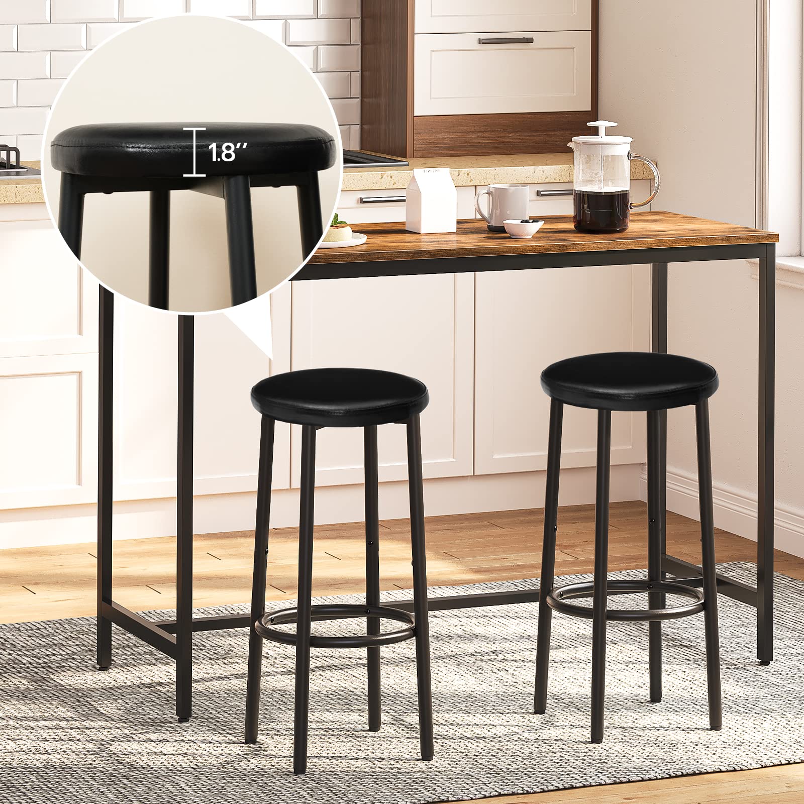 hoobro-bar-stools-tabouret-bar-rond-noir-lot-de-2-repose-pied image 4