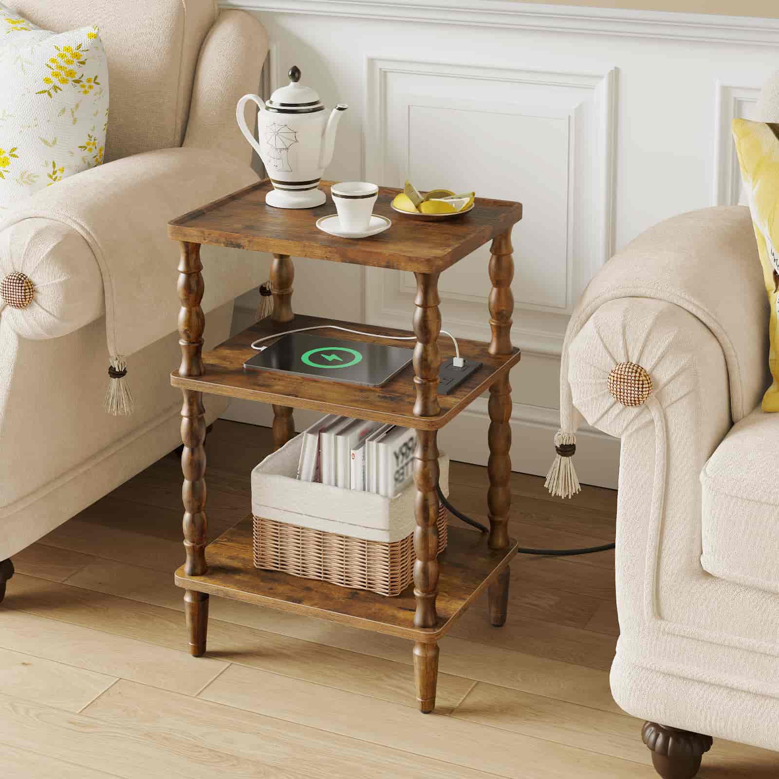 hoobro-side-tables-table-d-appoint-marron-3-niveaux-charge-sans-fil image 4