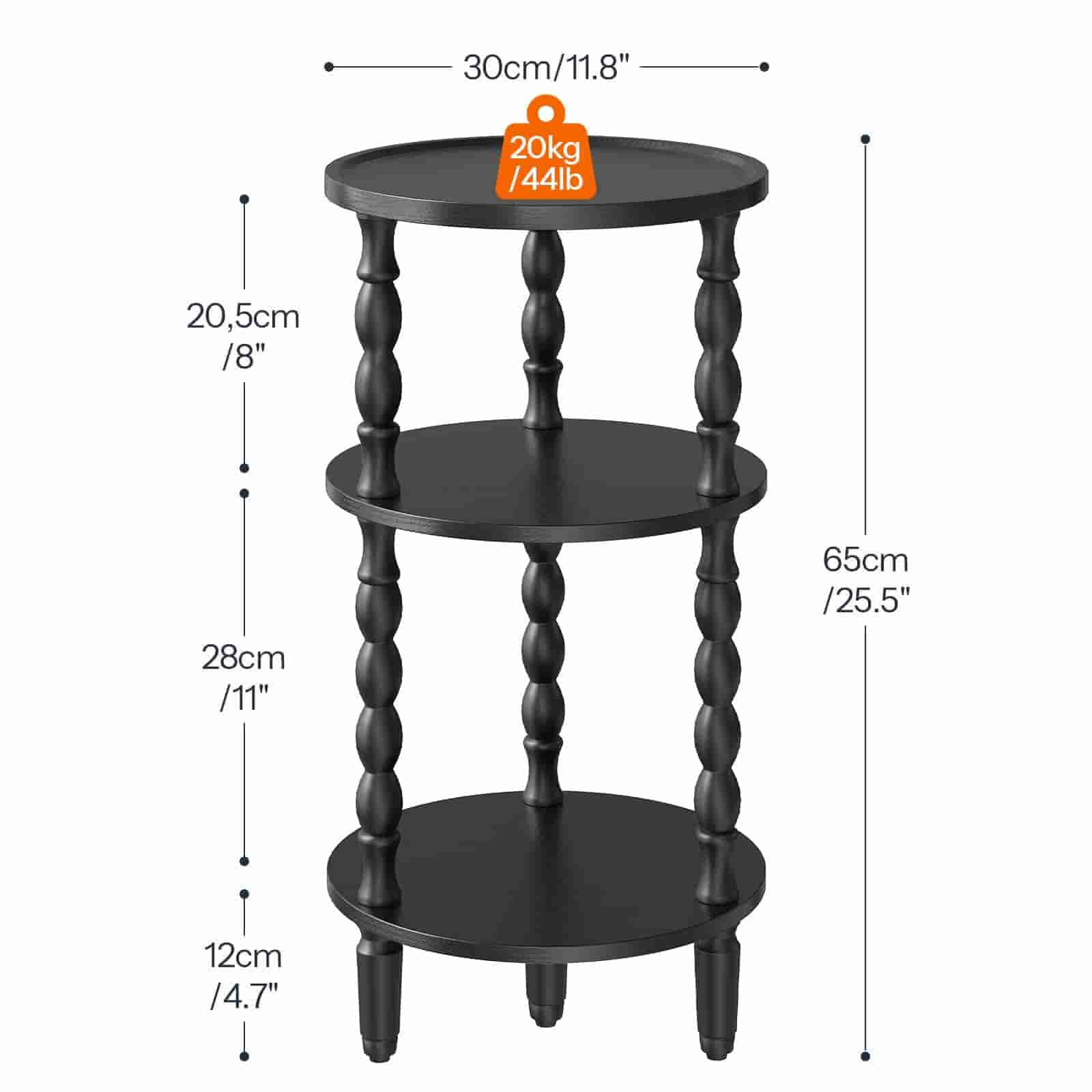 hoobro-table-appoint-ronde-noire-3-tag-res-pieds-bois image 3