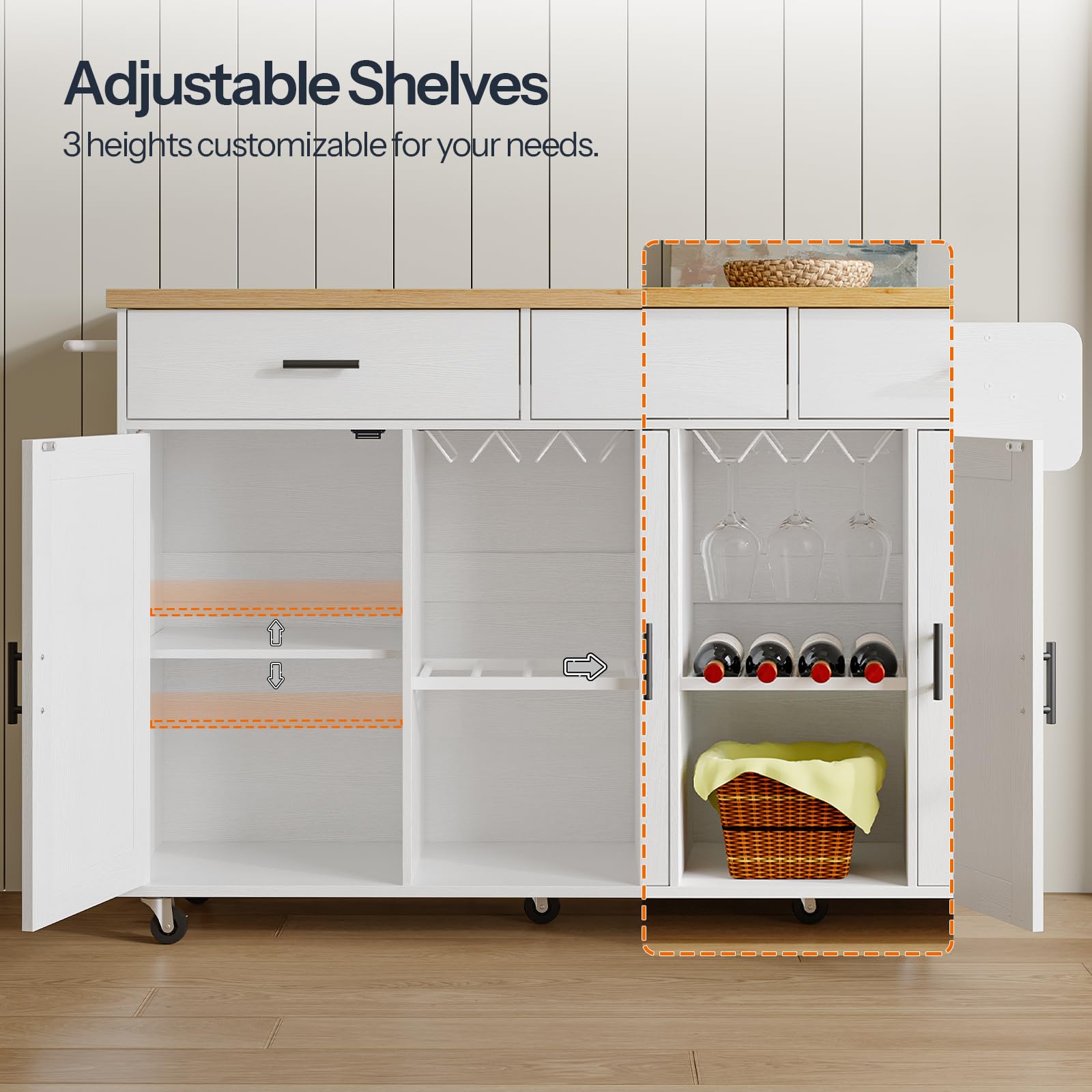 hoobro-kitchen-furniture-lot-cuisine-blanc-roulettes-avec-prise image 8