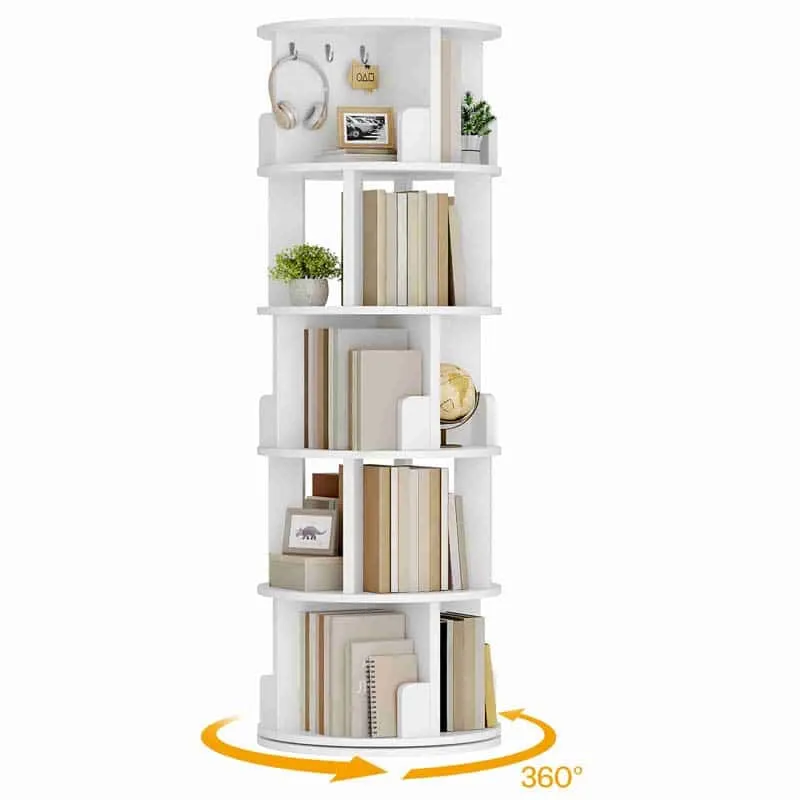 hoobro-bookshelves-biblioth-que-pivotante-5-tages-blanche image 1
