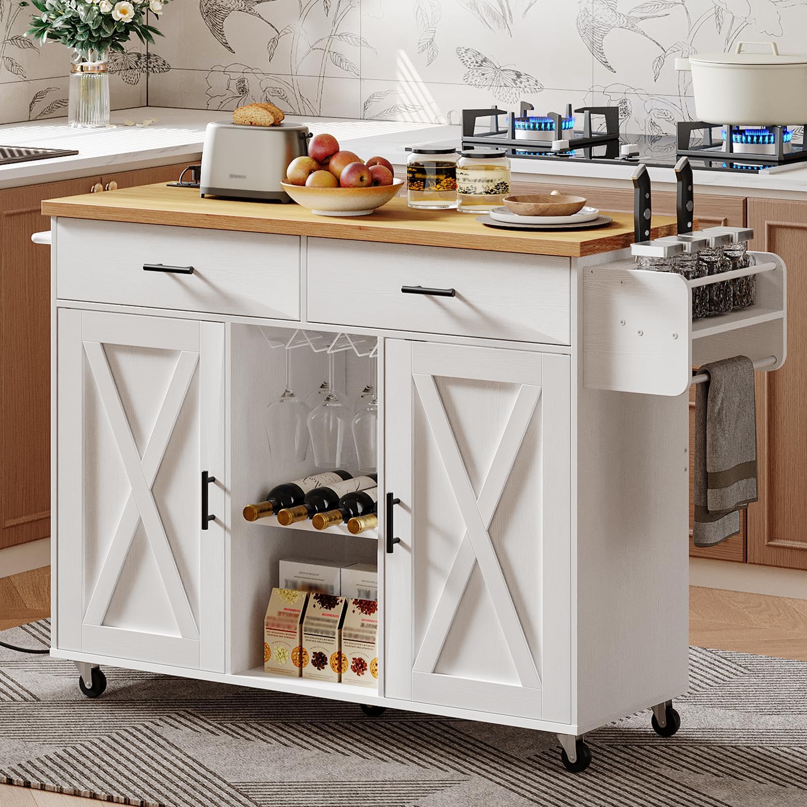 hoobro-kitchen-furniture-lot-cuisine-blanc-roulettes-avec-prise image 4