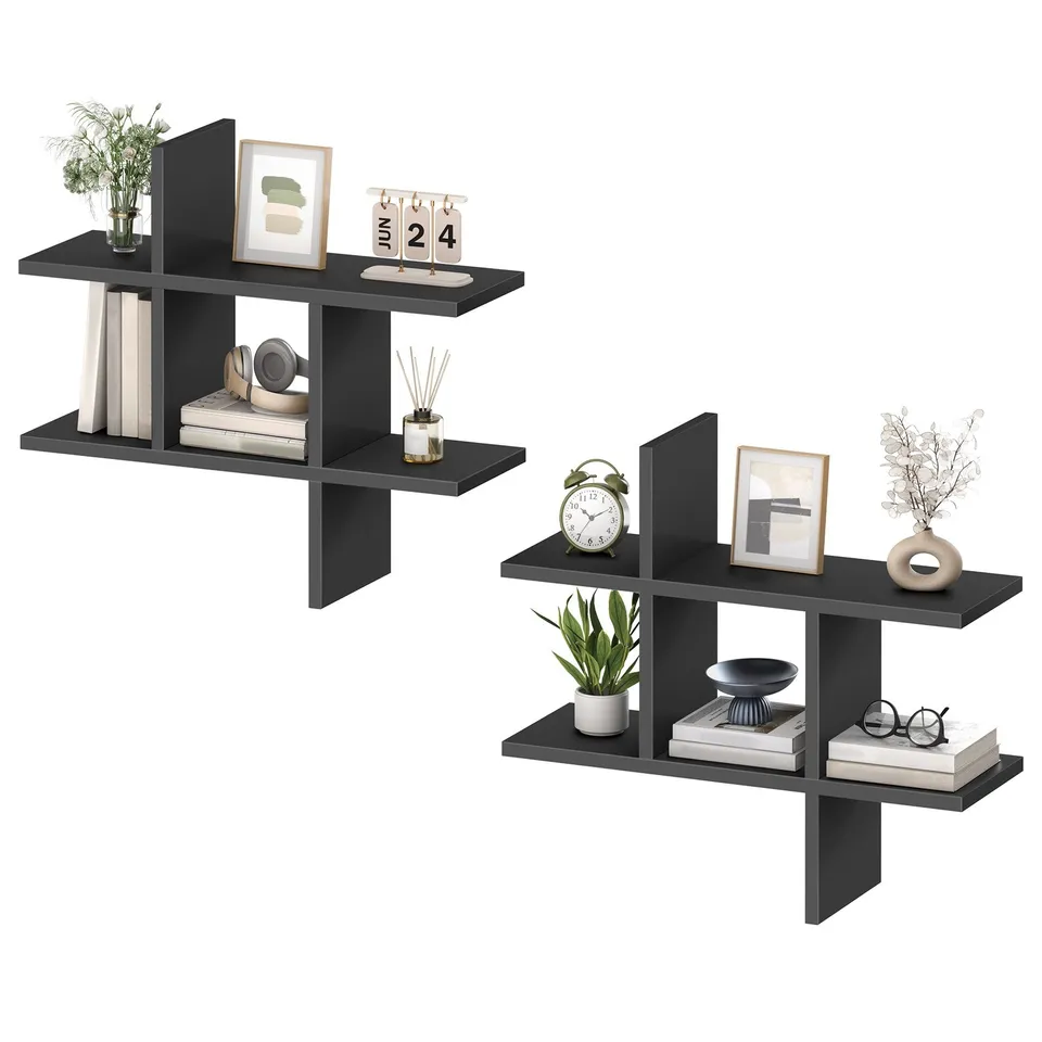 hoobro-storage-racks-tag-re-murale-noire-lot-de-2 image 1