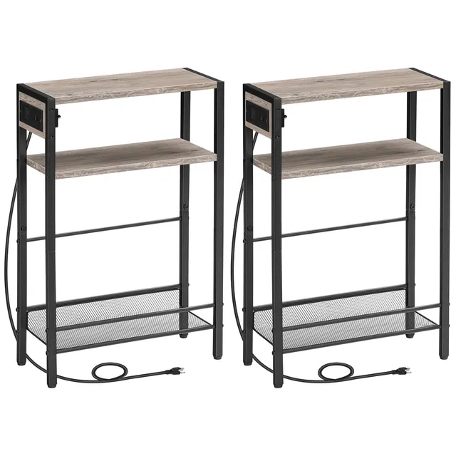 hoobro-side-tables-lot-2-tables-appoint-greige-usb image 1