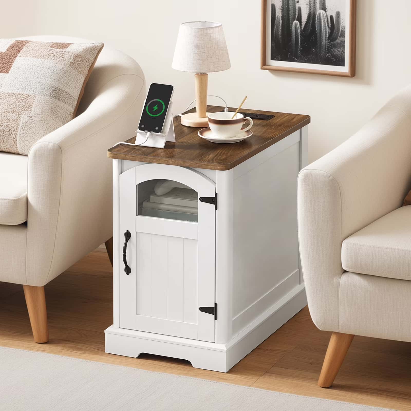 hoobro-nightstands-table-de-chevet-blanche-avec-prise image 4