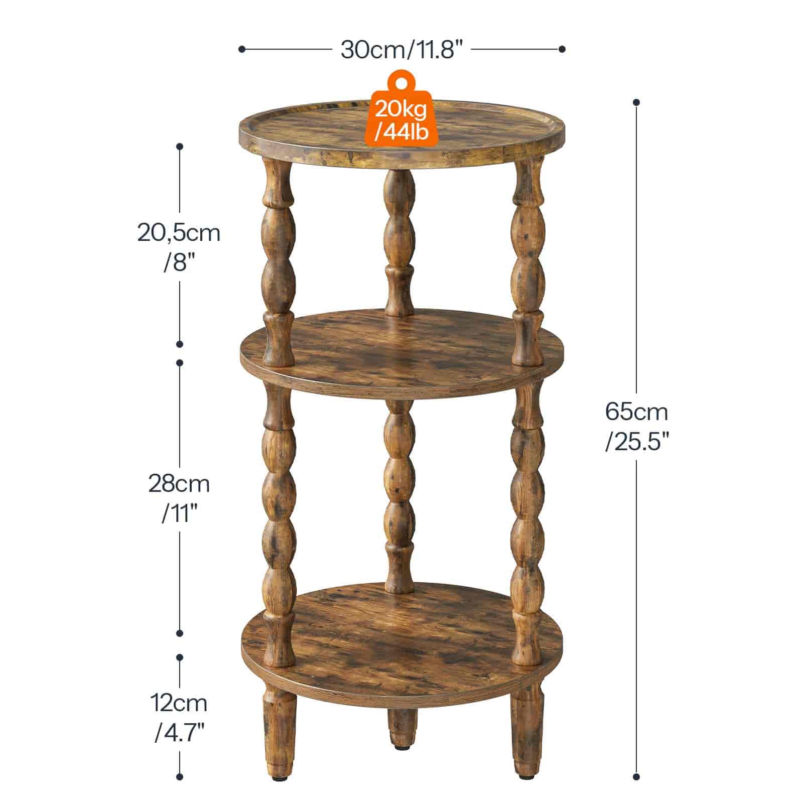 hoobro-side-tables-table-appoint-ronde-marron-3-niveaux image 3