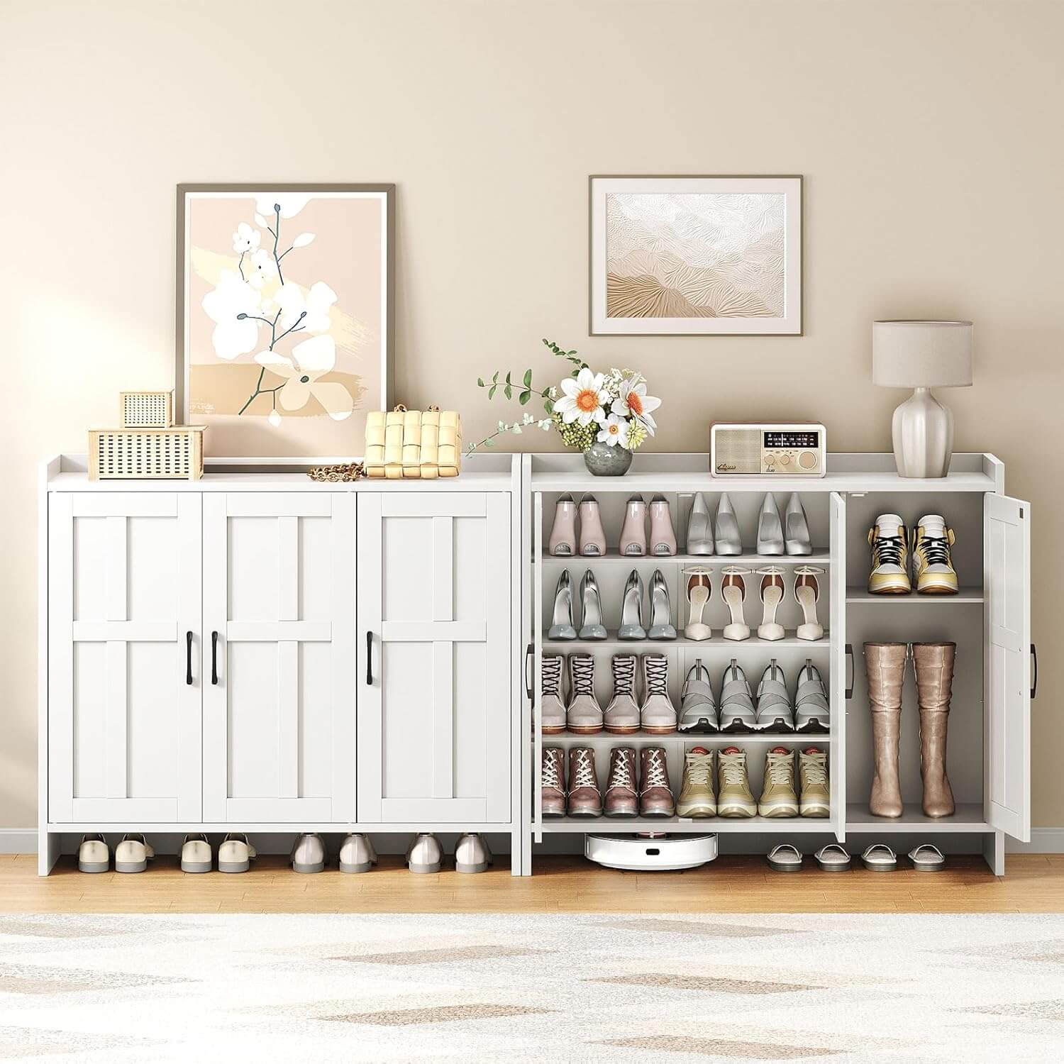 hoobro-shoe-racks-meuble-chaussures-blanc-3-portes-106-cm image 7
