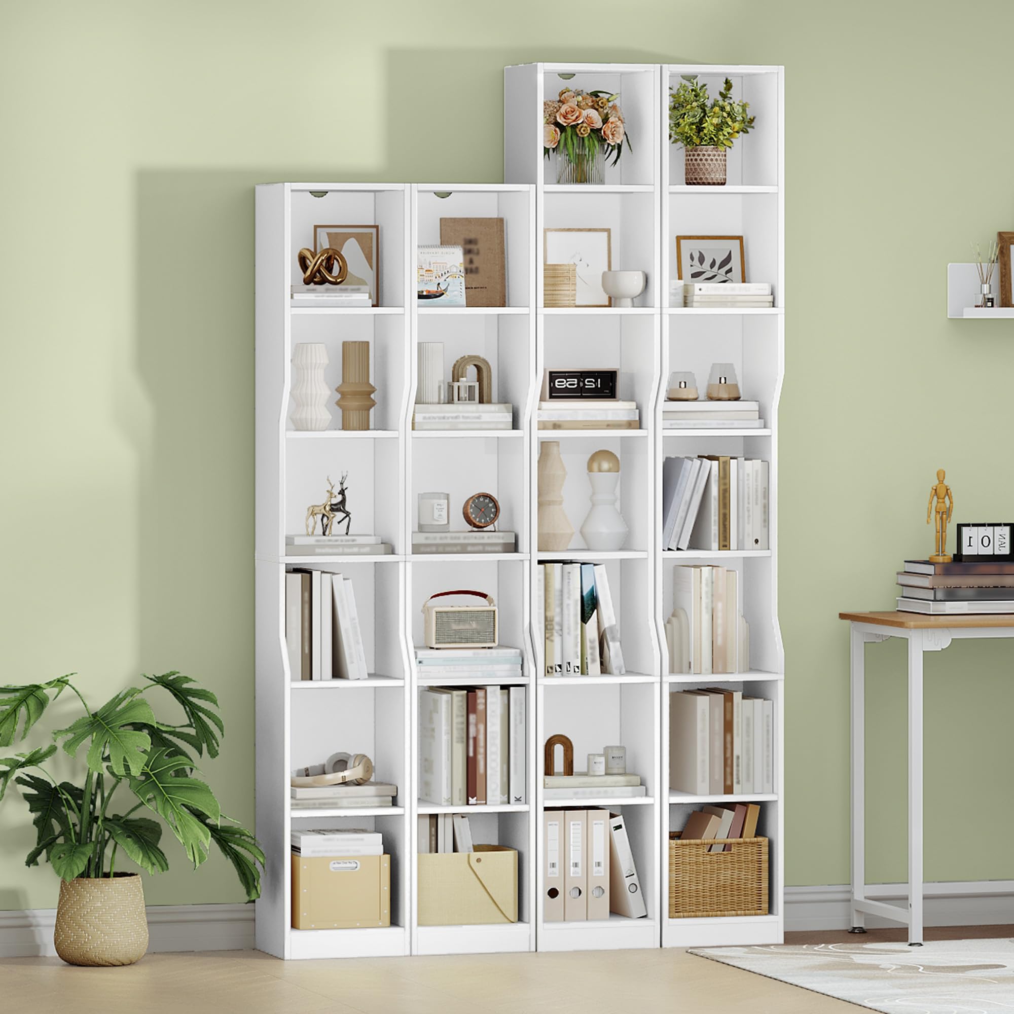 hexcelen-biblioth-que-tag-re-7-niveaux-blanc-28x30x208-cm image 4