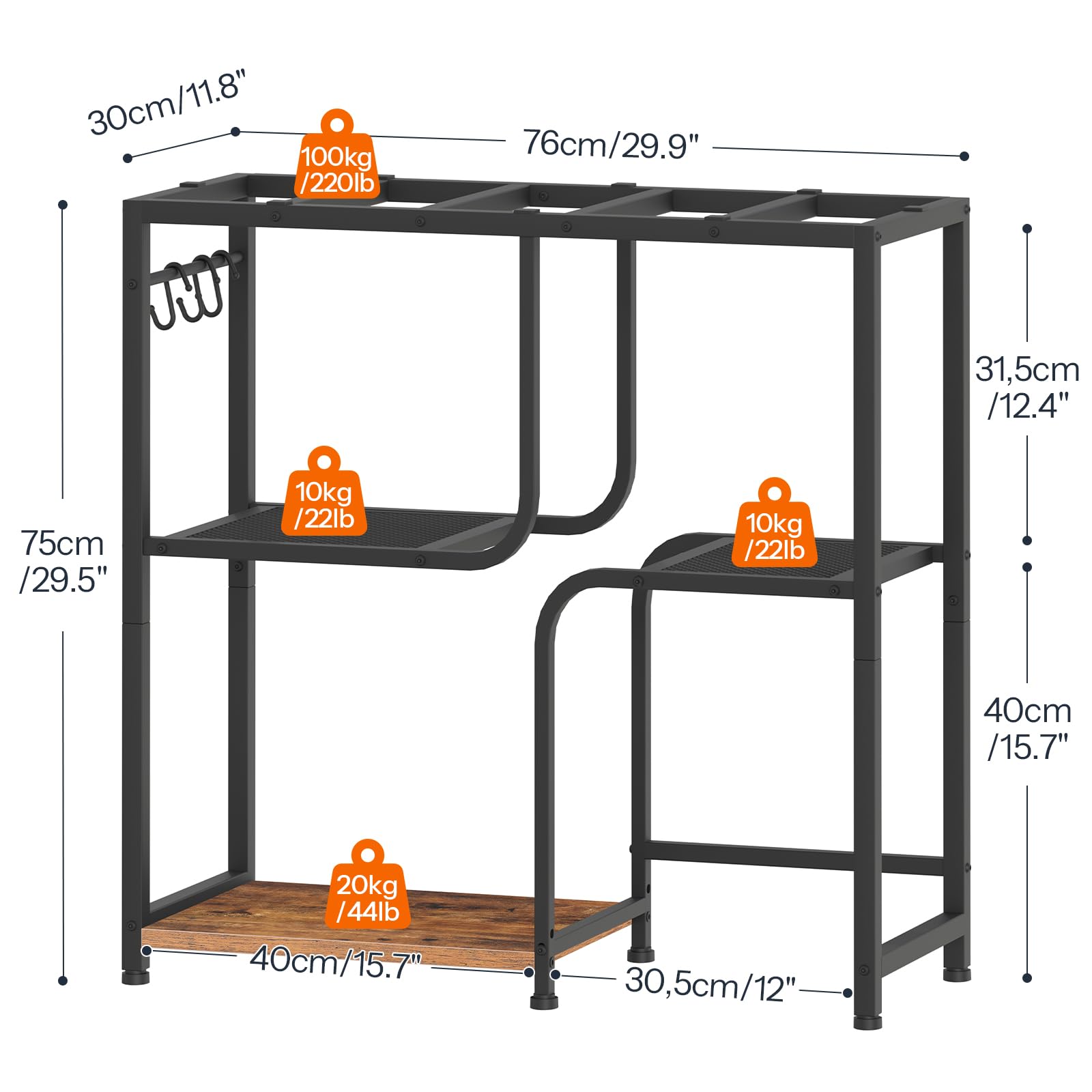 hoobro-fish-tank-stands-meuble-aquarium-20-gallons-marron-rangement image 3