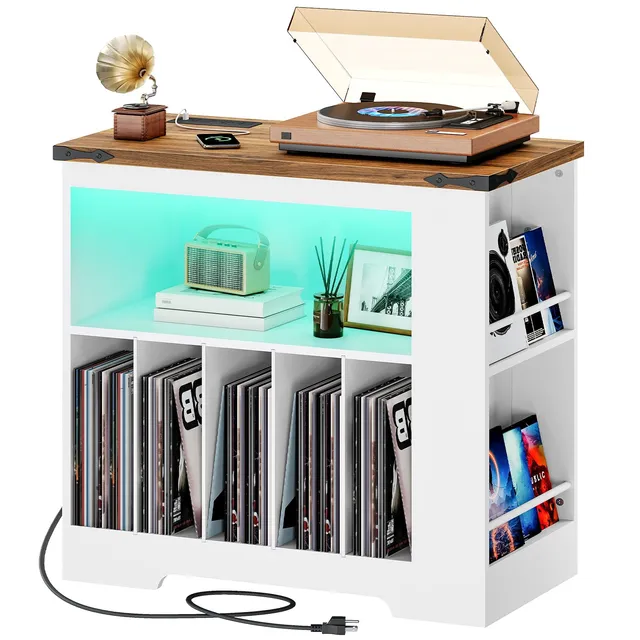 hoobro-living-room-furniture-meuble-vinyle-blanc-led-usb-type-c image 1