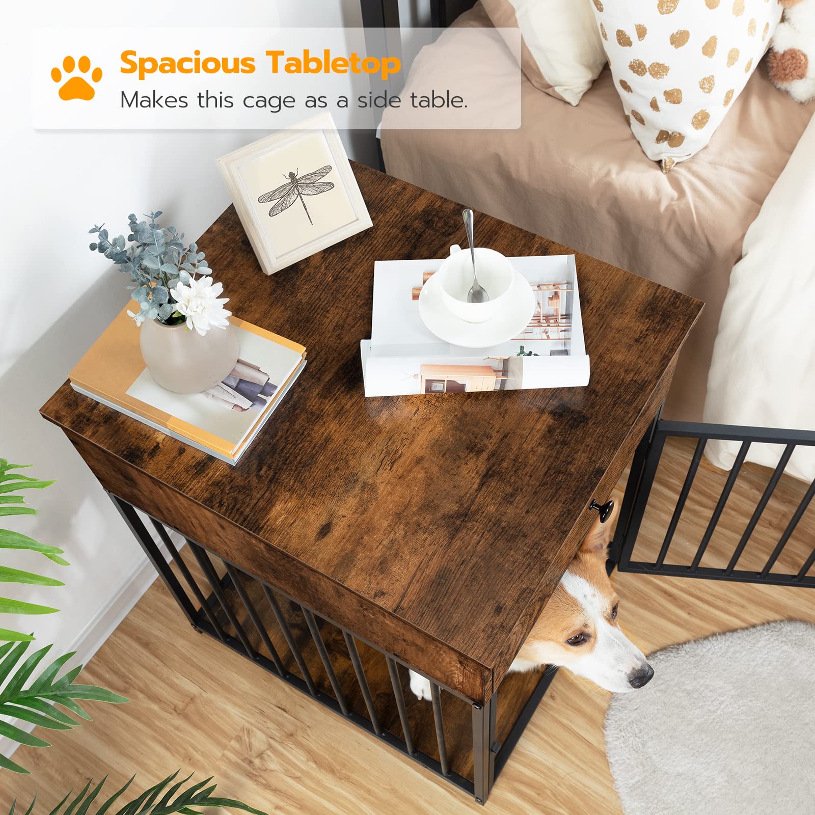 hoobro-pet-furniture-cage-chien-bois-marron-tiroir image 6
