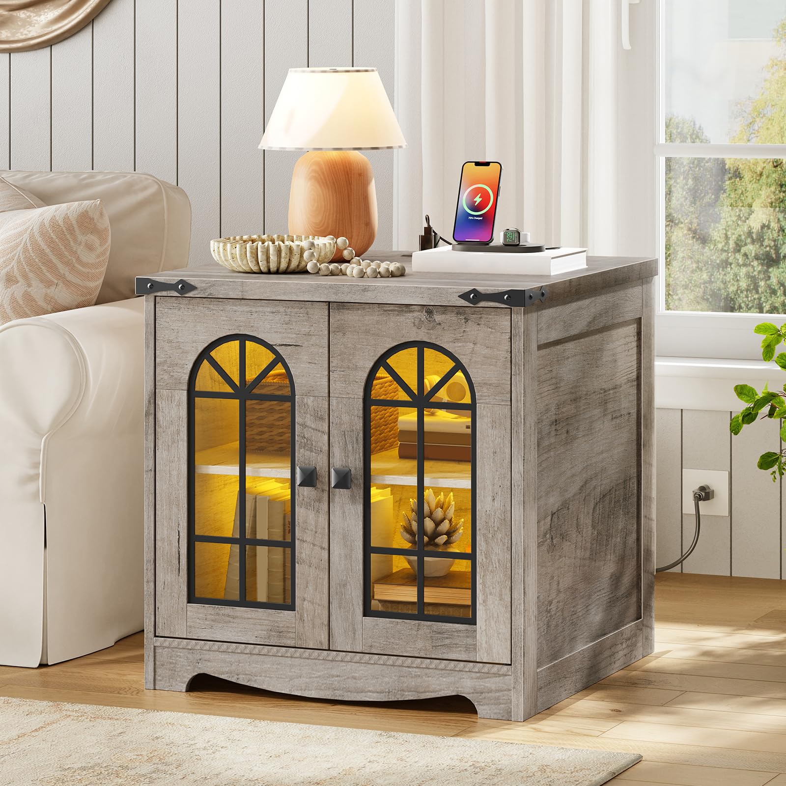 hoobro-side-tables-table-d-appoint-60-cm-led-prise-gr-ge image 2