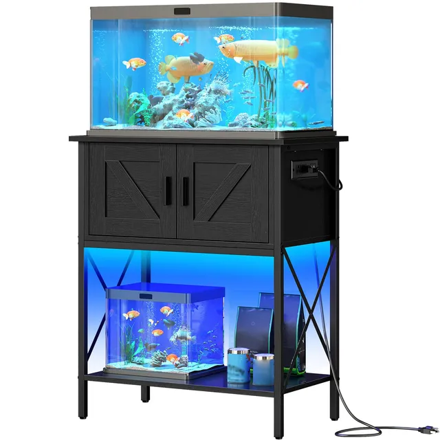 hoobro-fish-tank-stands-meuble-aquarium-20-gallons-led-noir image 1