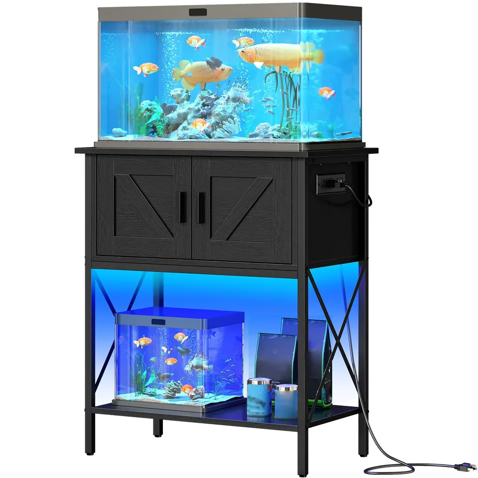 hoobro-fish-tank-stands-meuble-aquarium-20-gallons-led-noir image 1