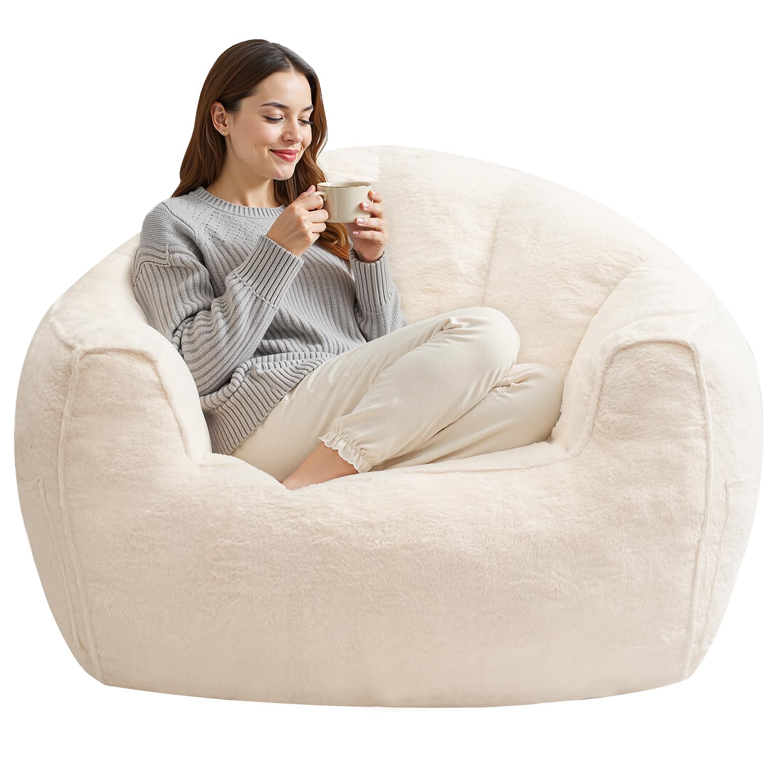 hoobro-pouf-g-ant-adulte-blanc-fausse-fourrure-lapin image 1