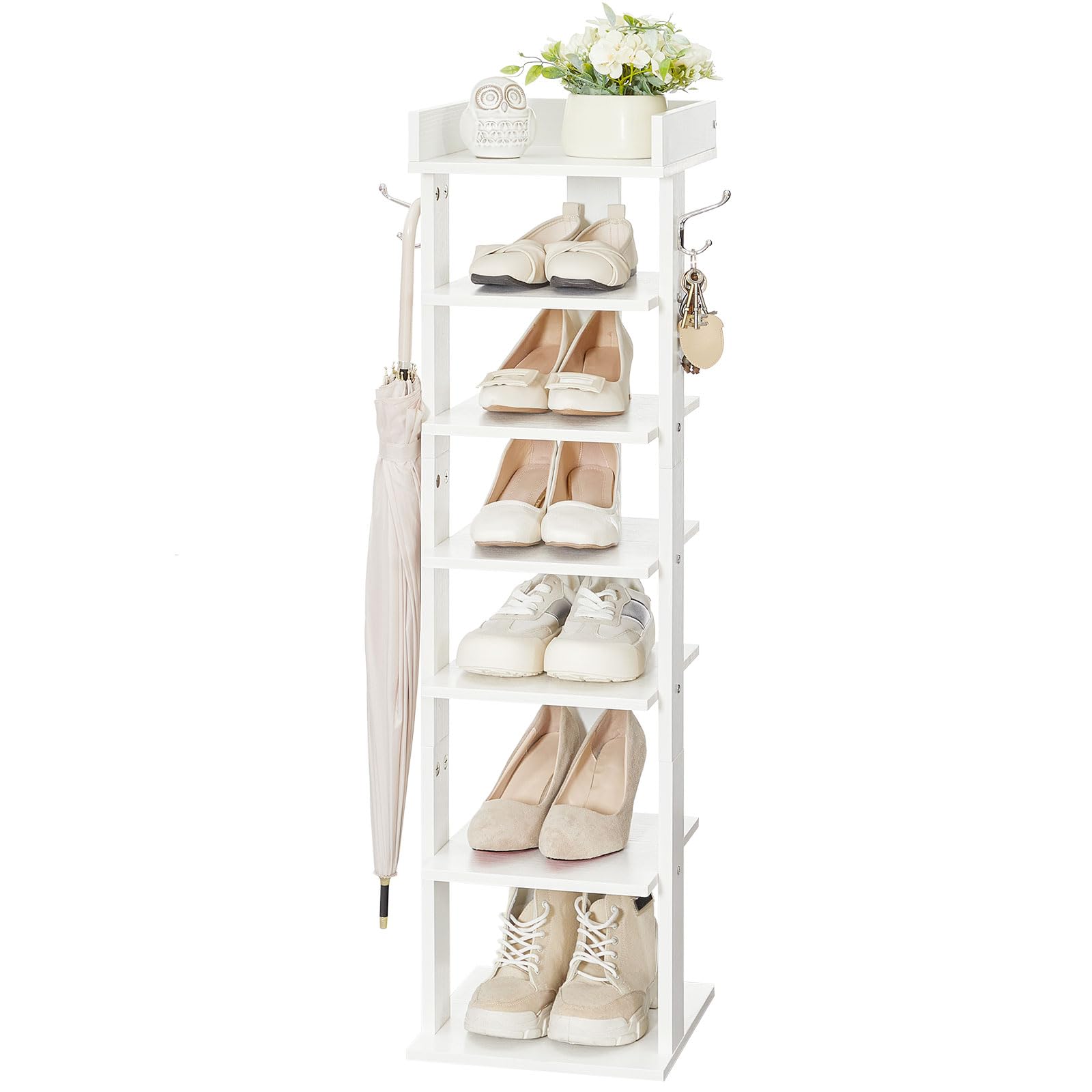 hoobro-shoe-racks-meuble-chaussures-blanc-7-niveaux-troit image 1