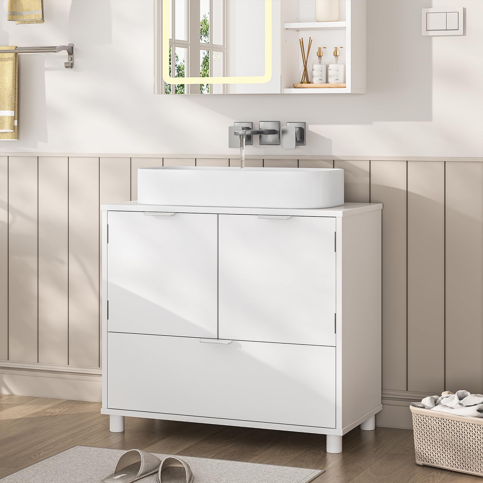 forabamb-meuble-sous-vasque-60-cm-blanc-tiroir-mdf image 2