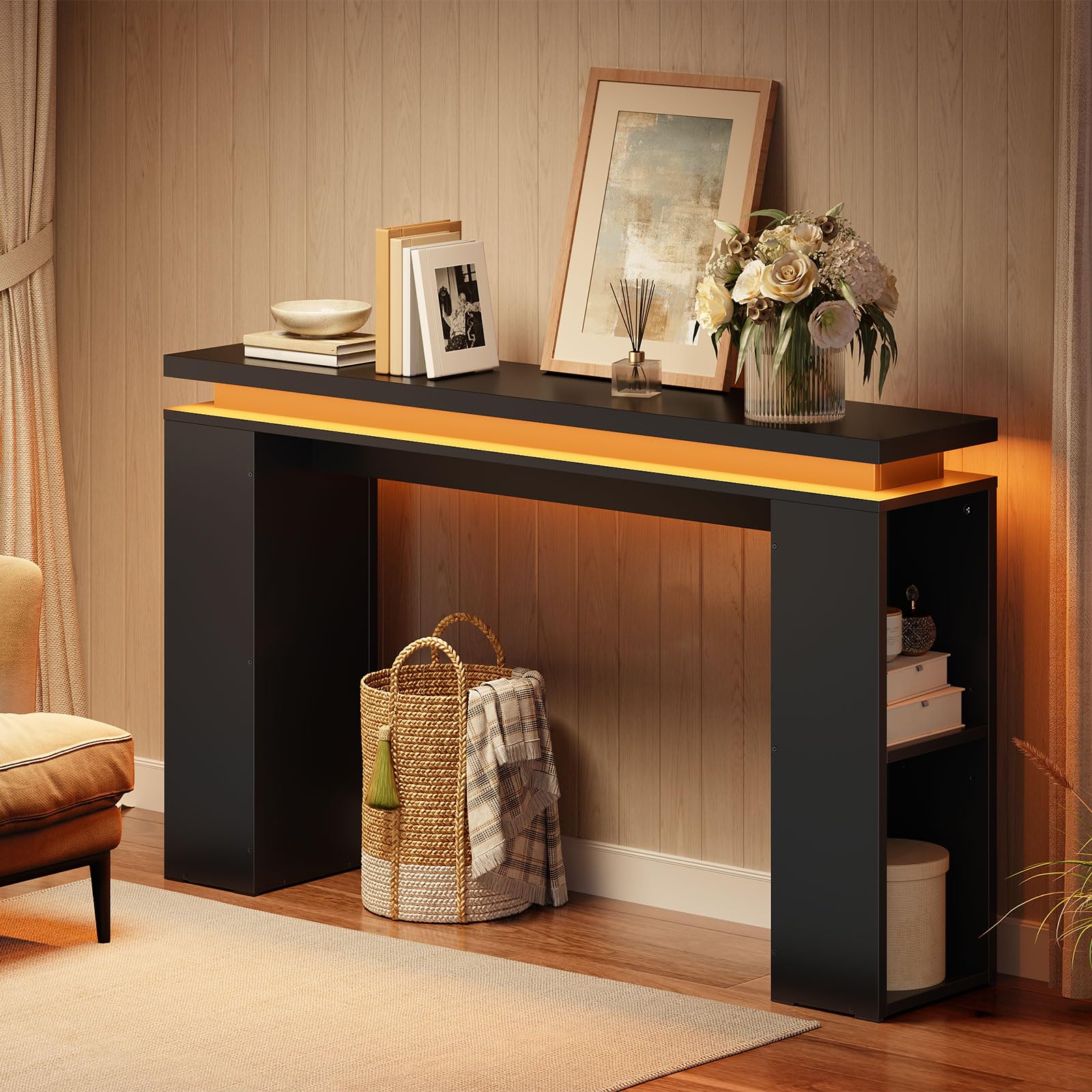 hoobro-console-table-120-cm-console-noire-led image 2