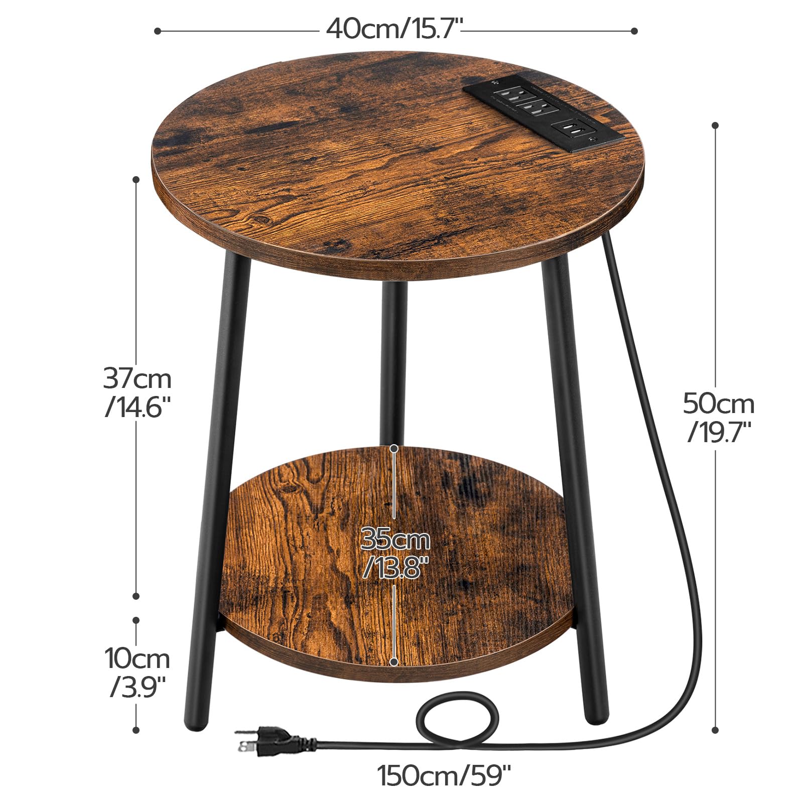 hoobro-table-d-appoint-ronde-double-plateau-marron image 3