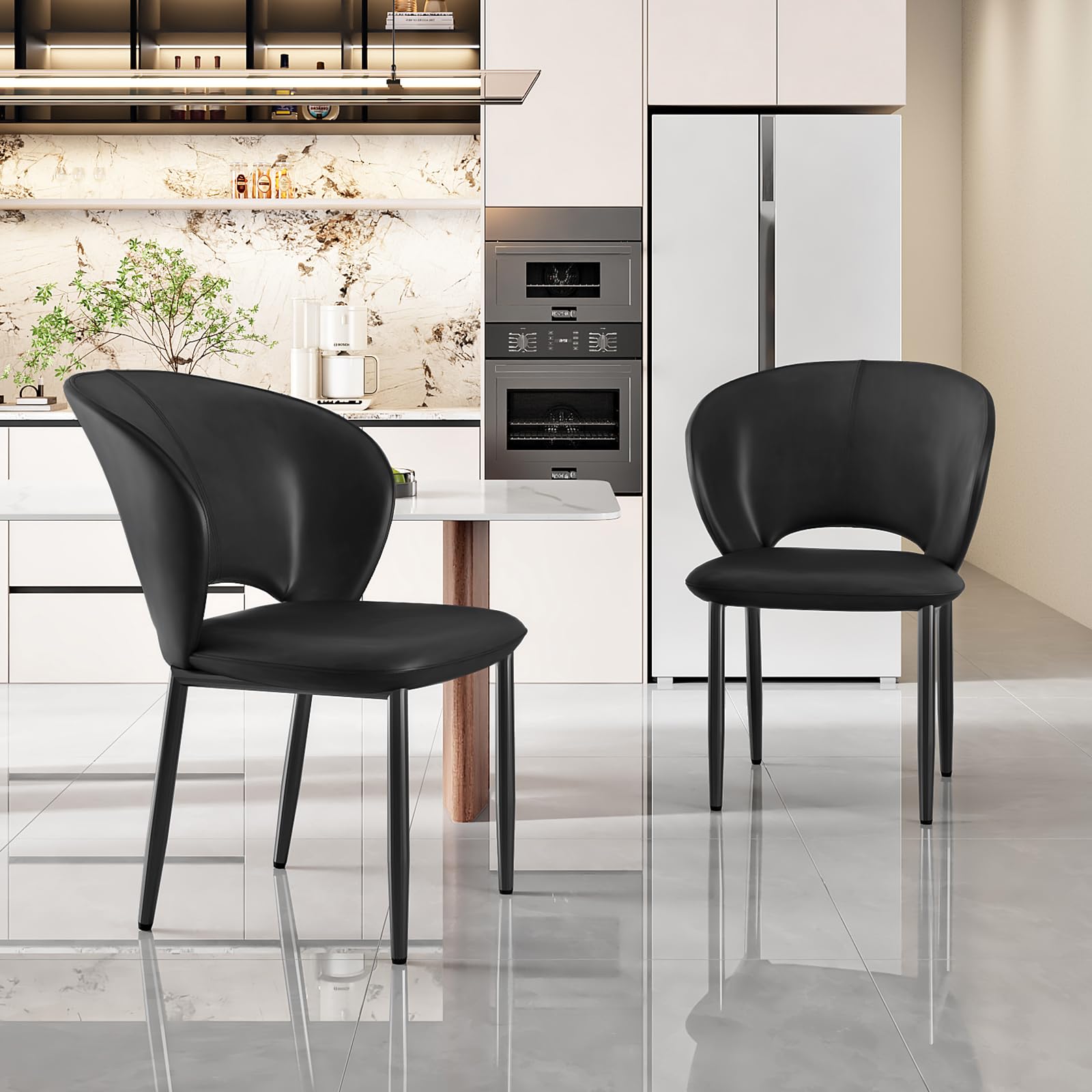 hoobro-chaises-salle-manger-noires-x2-simili-cuir image 2