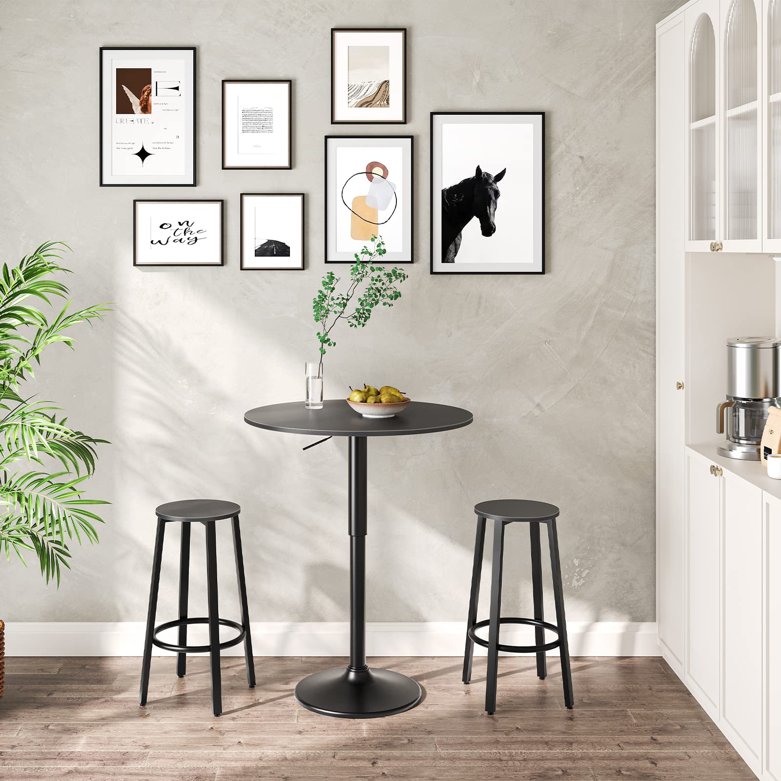 hoobro-beverage-counters-table-bar-ronde-noire-r-glable image 2