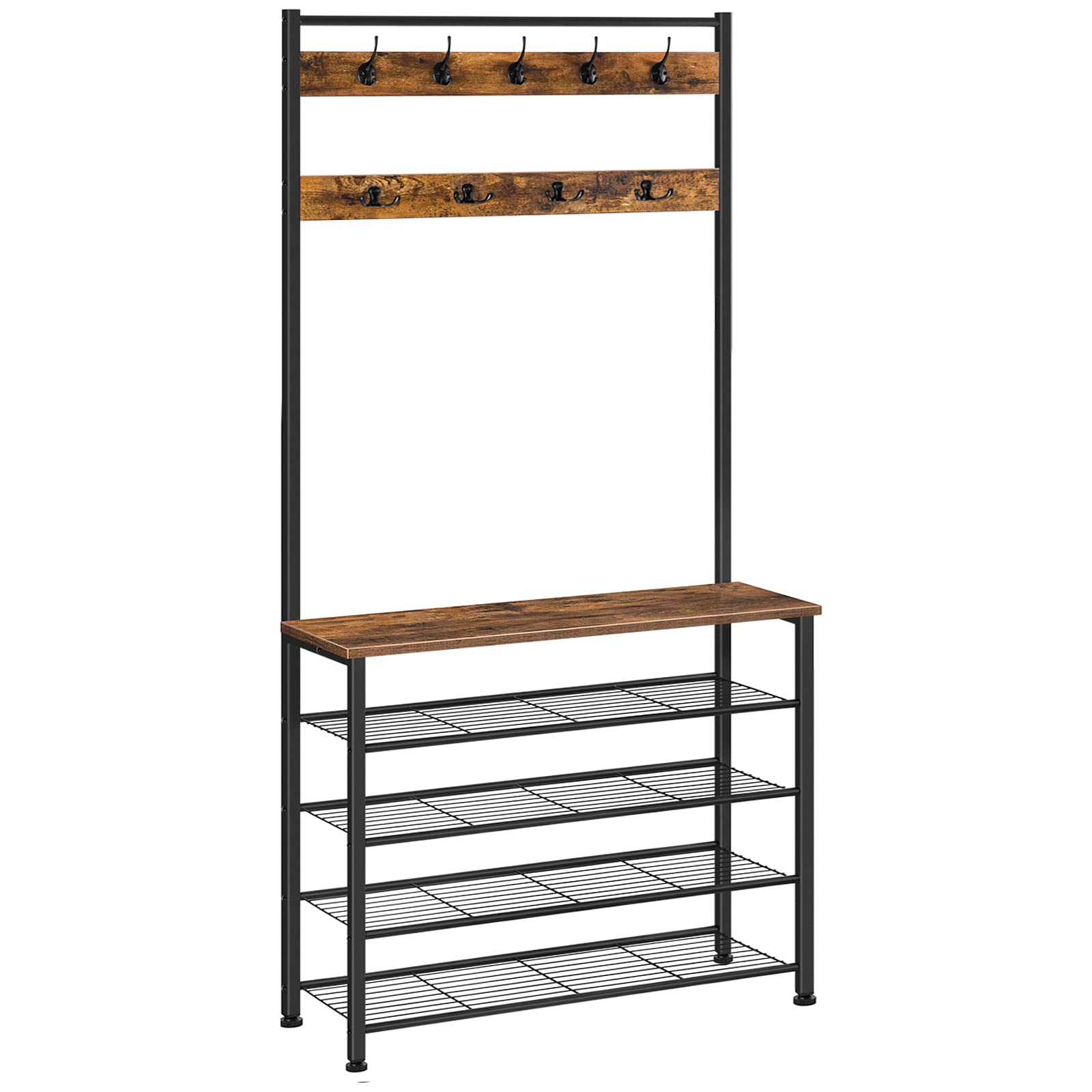 hoobro-vestiaire-entr-e-banc-marron-porte-manteau image 3
