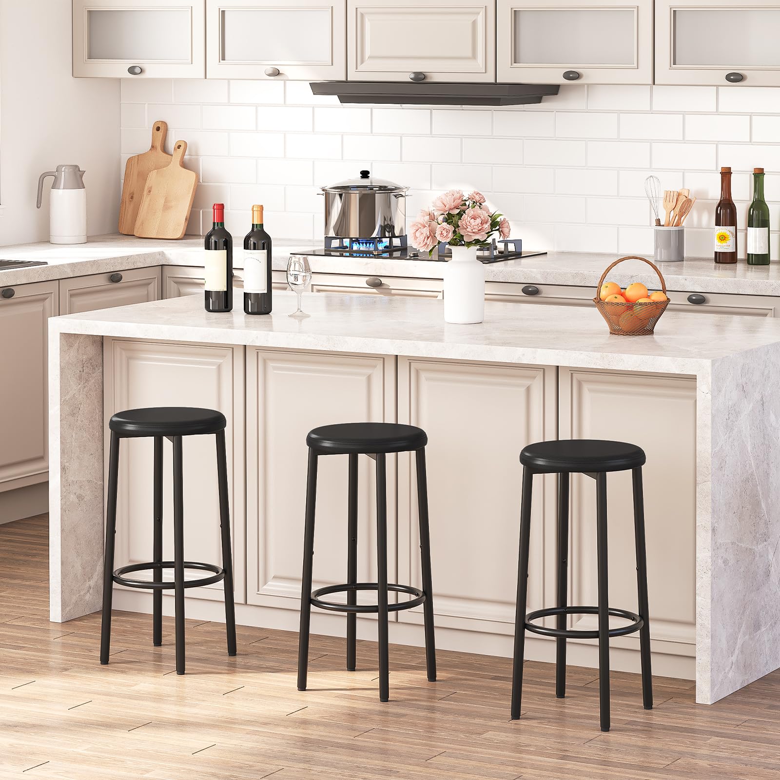 hoobro-bar-stools-tabouret-bar-rond-noir-lot-de-2-repose-pied image 5