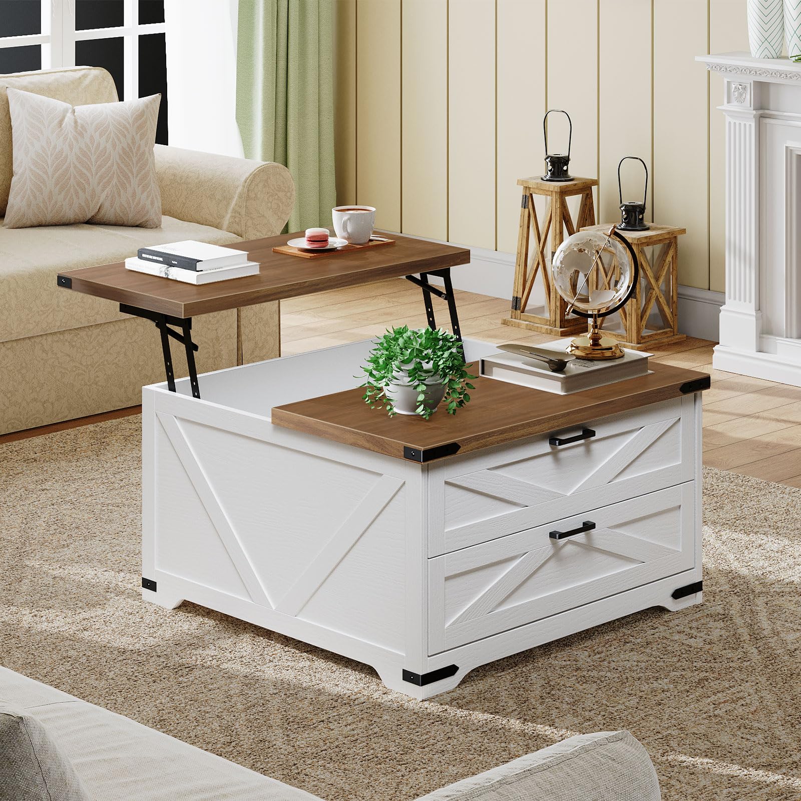 hoobro-coffee-tables-table-basse-relevable-blanche image 4