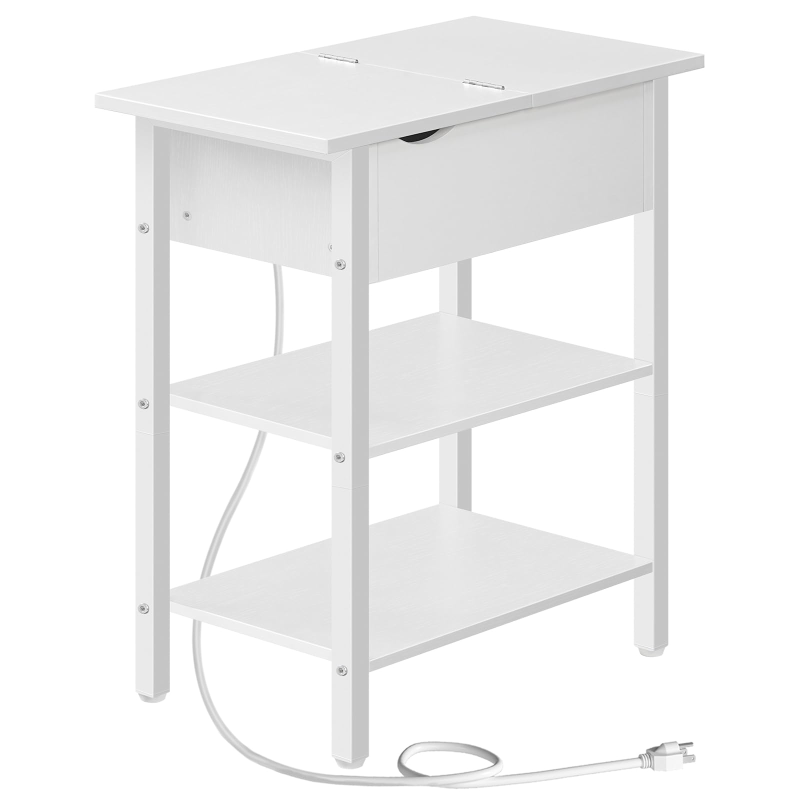 hoobro-side-tables-table-chevet-blanche-usb-abattant-troite image 1