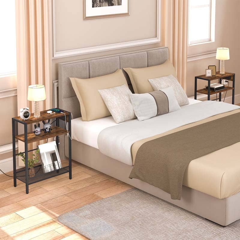 hoobro-side-tables-table-d-appoint-marron-avec-chargeur image 6