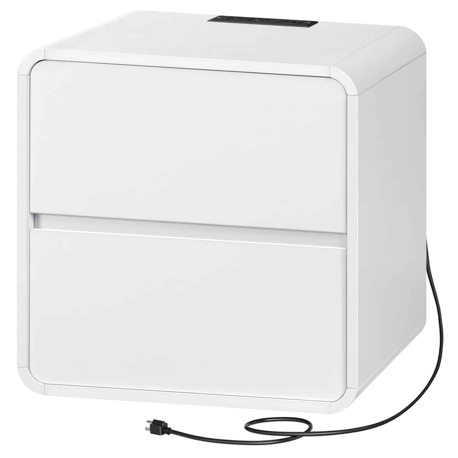 hoobro-nightstands-chevet-blanc-bois-avec-prise-et-tiroirs image 3