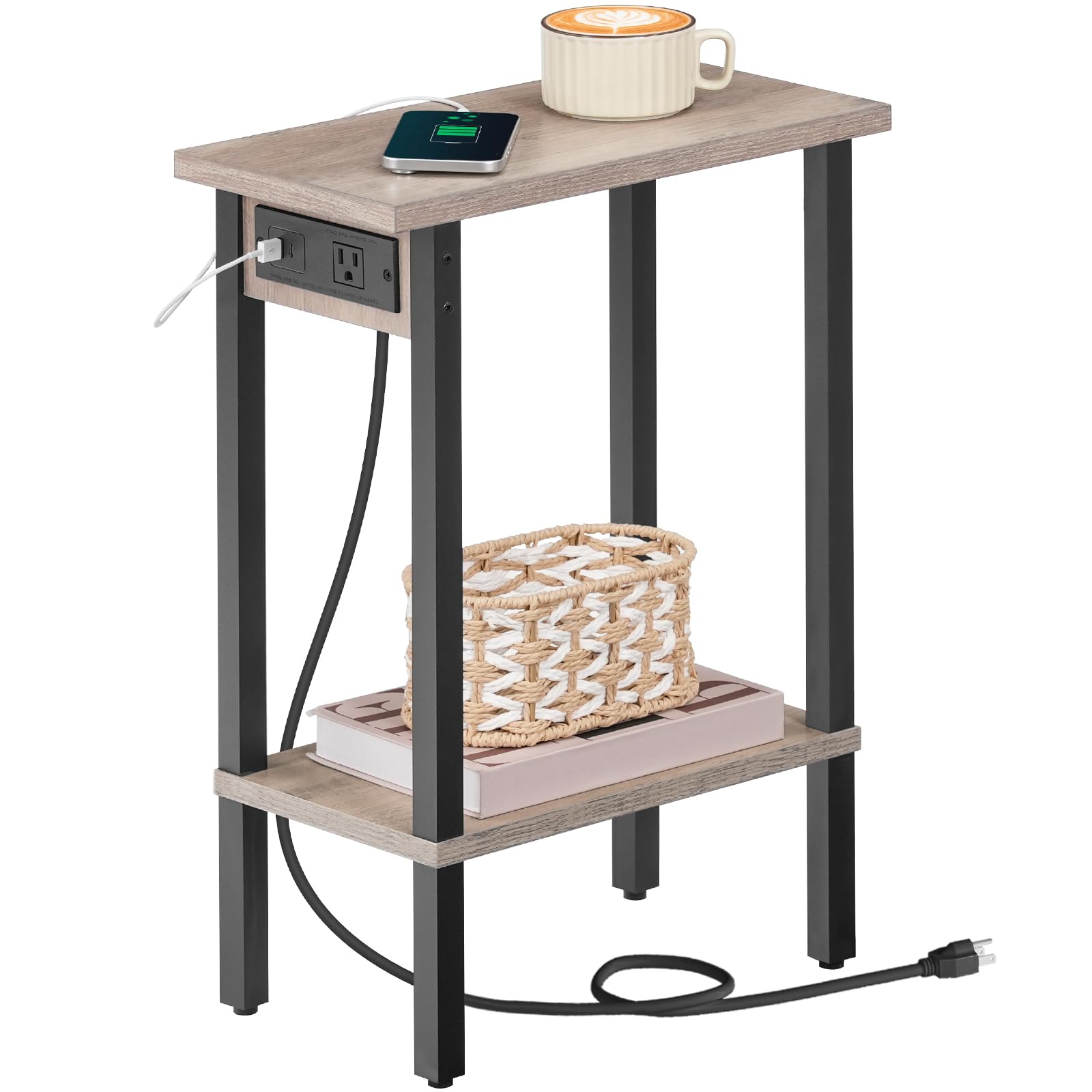 hoobro-bg240ubz01-table-d-appoint-gr-ge-2-niveaux-avec-chargeur image 1