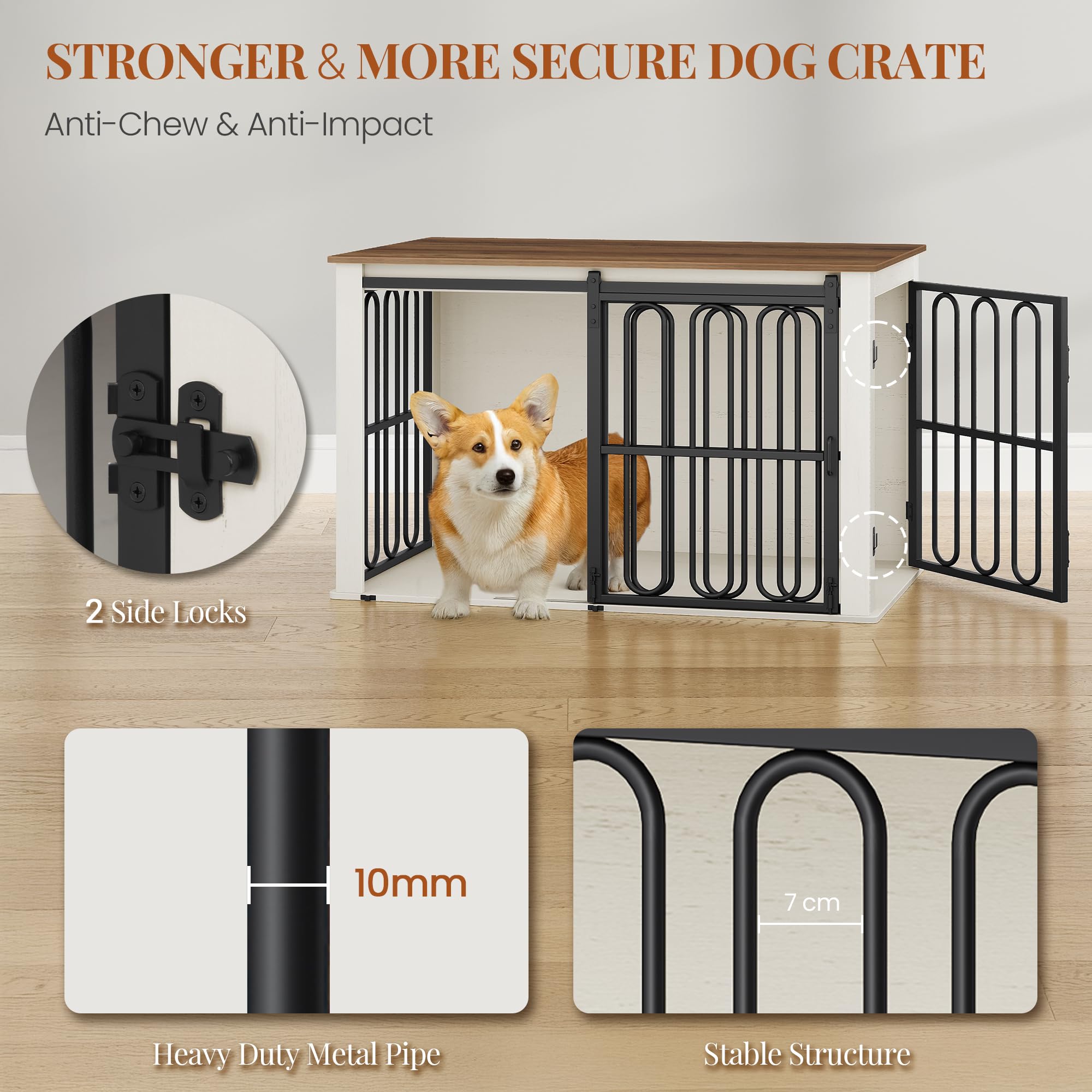 hexcelen-cage-chien-blanc-et-marron-100-cm-appoint image 5