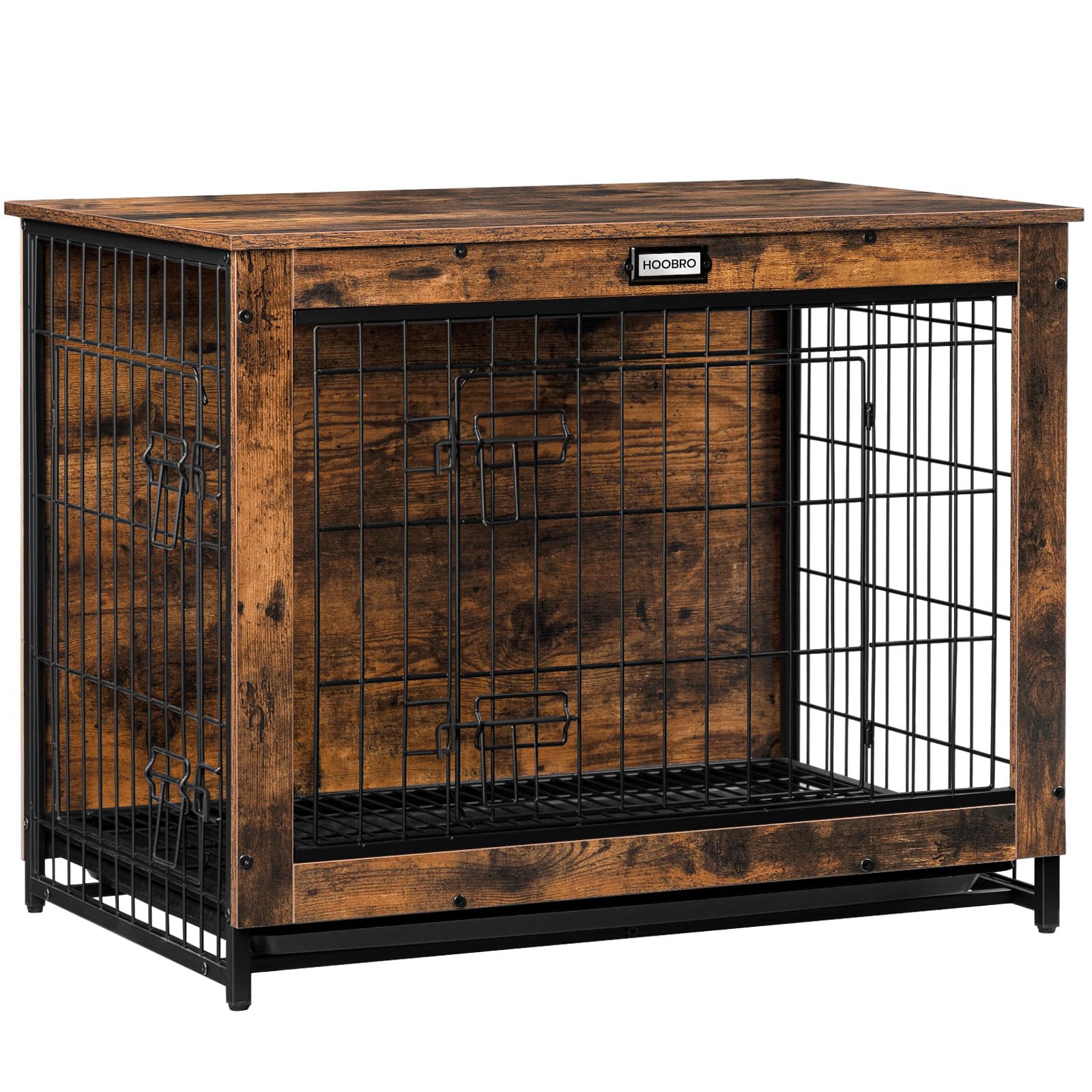 hoobro-pet-niche-chien-bois-32-5-pouces-plateau-marron image 1