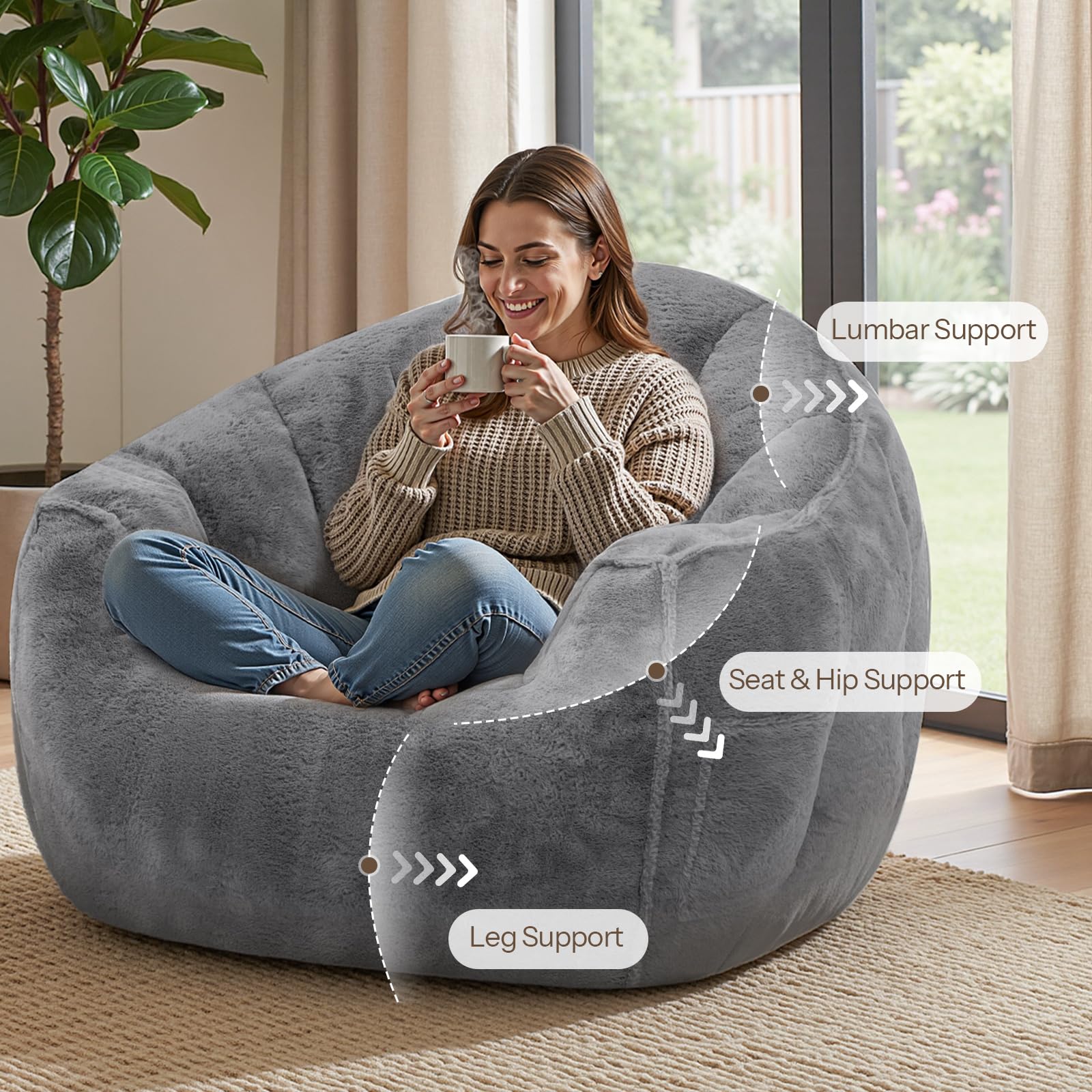 hoobro-pouf-g-ant-poire-adulte-fourrure-gris image 5