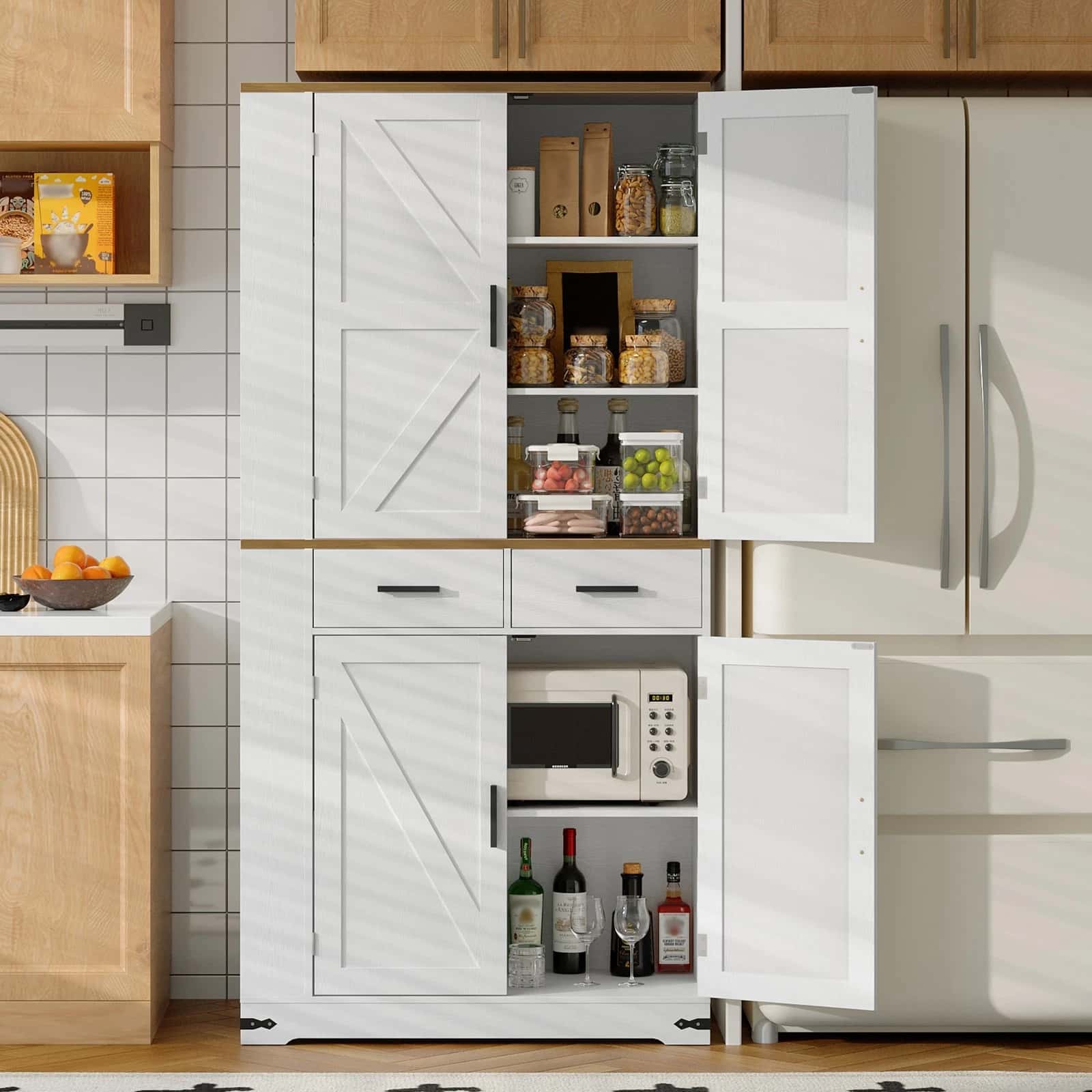 hoobro-armoire-cuisine-blanche-180-cm-garde-manger image 6