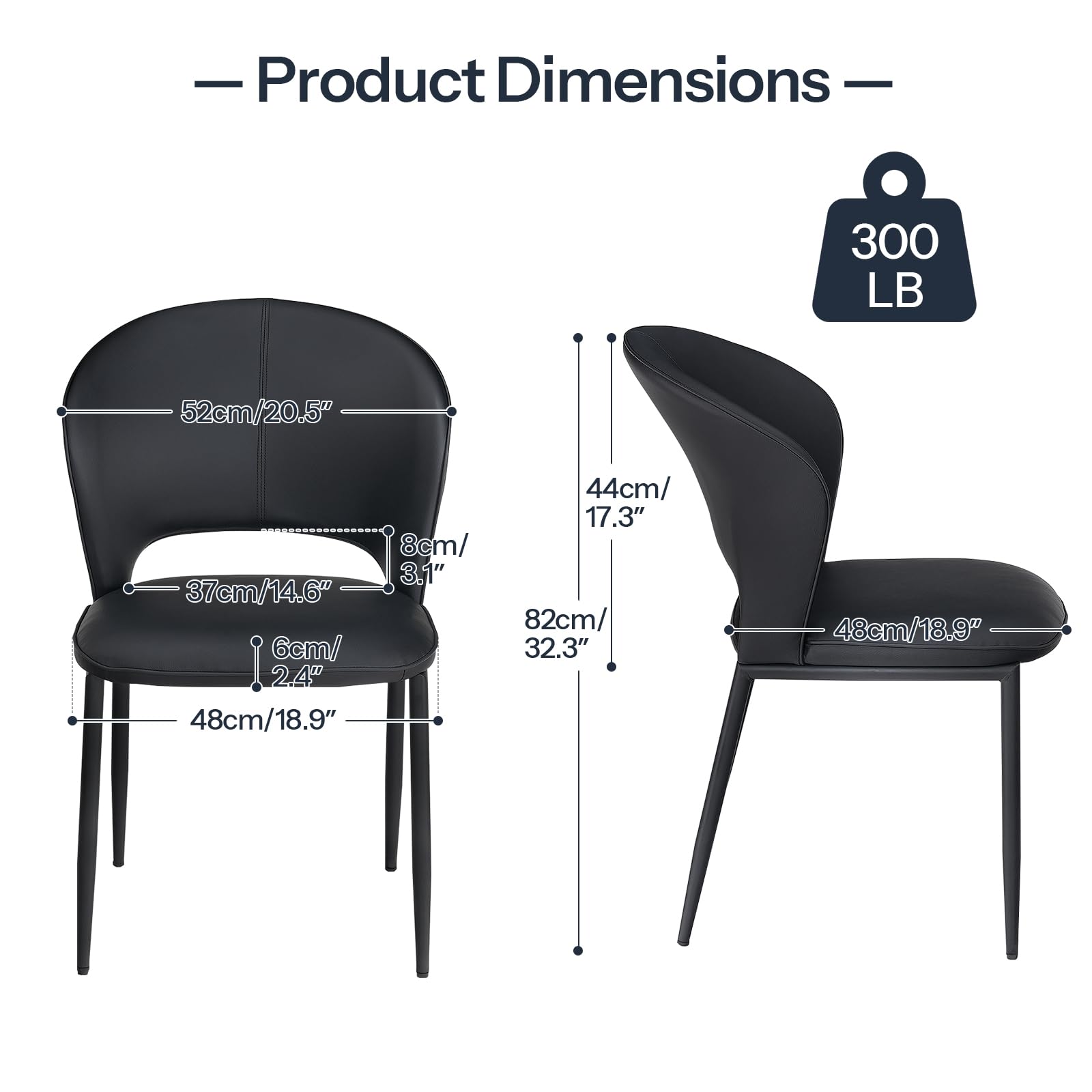 hoobro-chaises-salle-manger-noires-x2-simili-cuir image 3